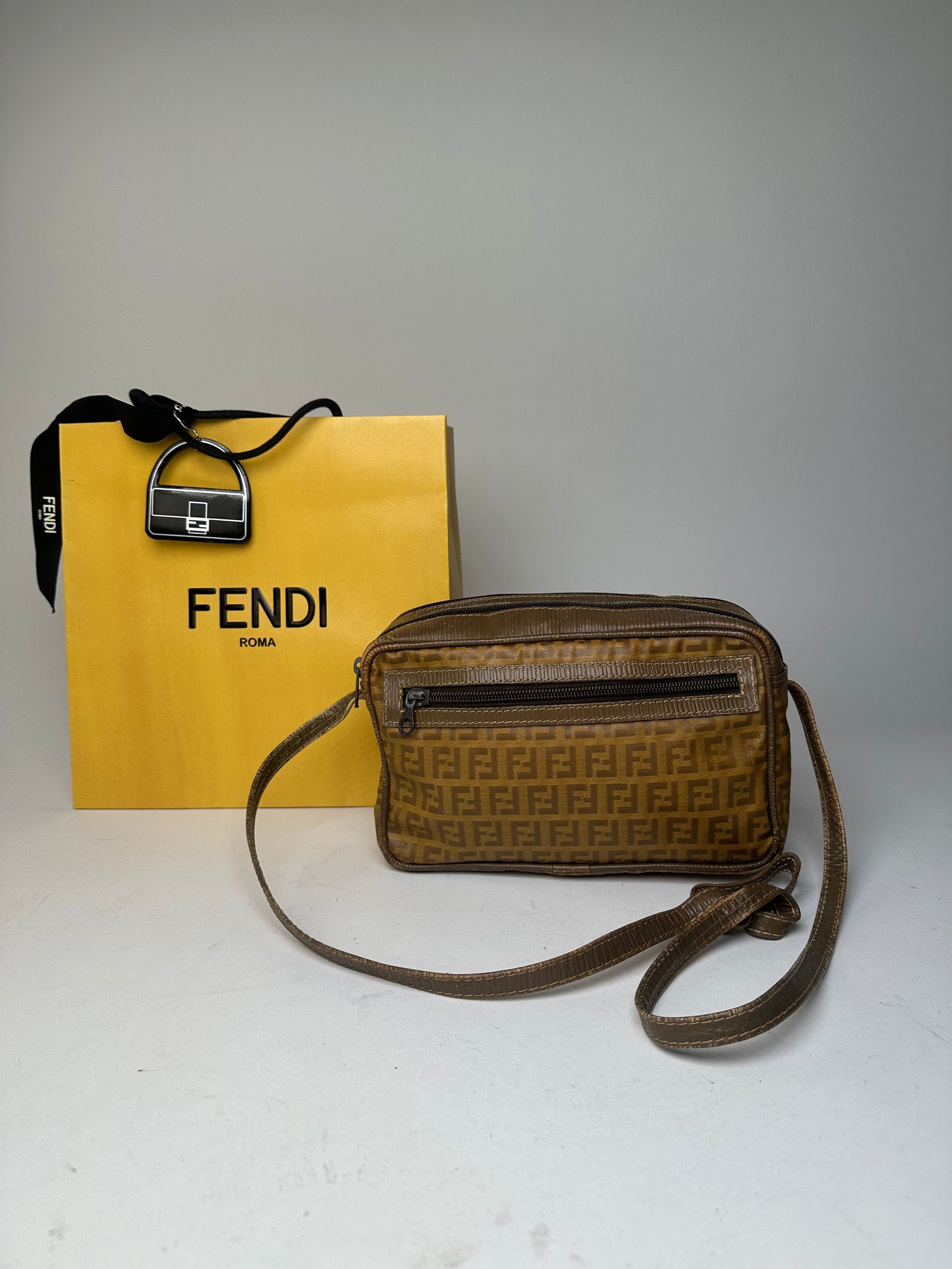 Fendi Vintage Crossbody Bag FF Logo Pattern Brown Fabric Size ONE SIZE - 1 Thumbnail