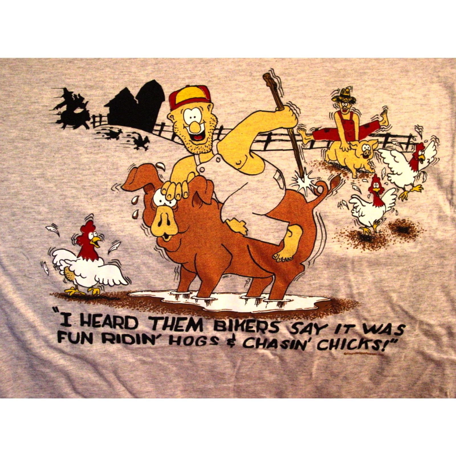 Vintage Vintage Funny Farm T-Shirt Men Large Gray Cotton Graphic Tee Size US L / EU 52-54 / 3 - 2 Thumbnail