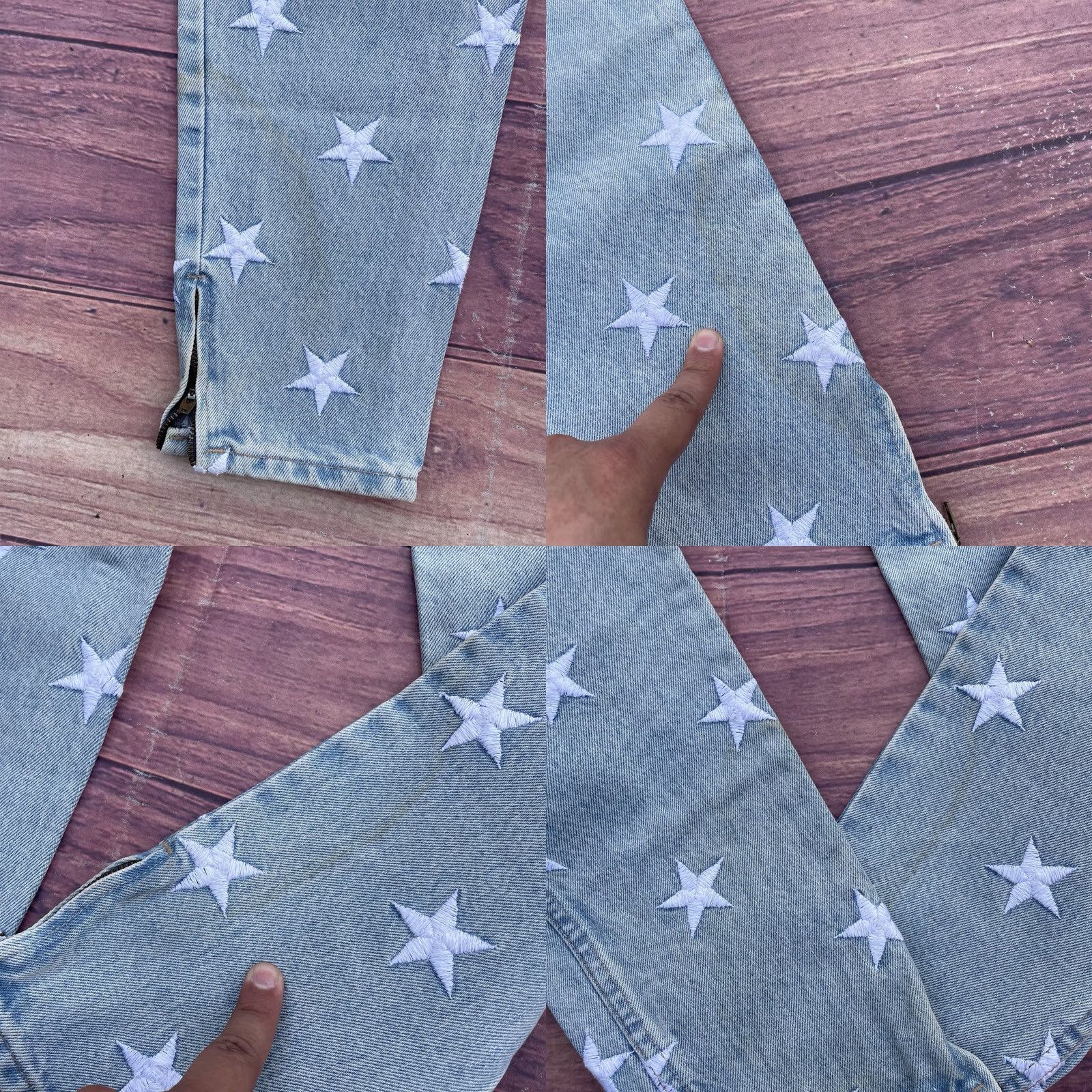 Parasuco VINTAGE Parasuco Marilyn Jeans Denim Embroidered Stars 90s Women’s 29 Blue Cotton Stars Denim Jacket? Size 29" - 8 Thumbnail