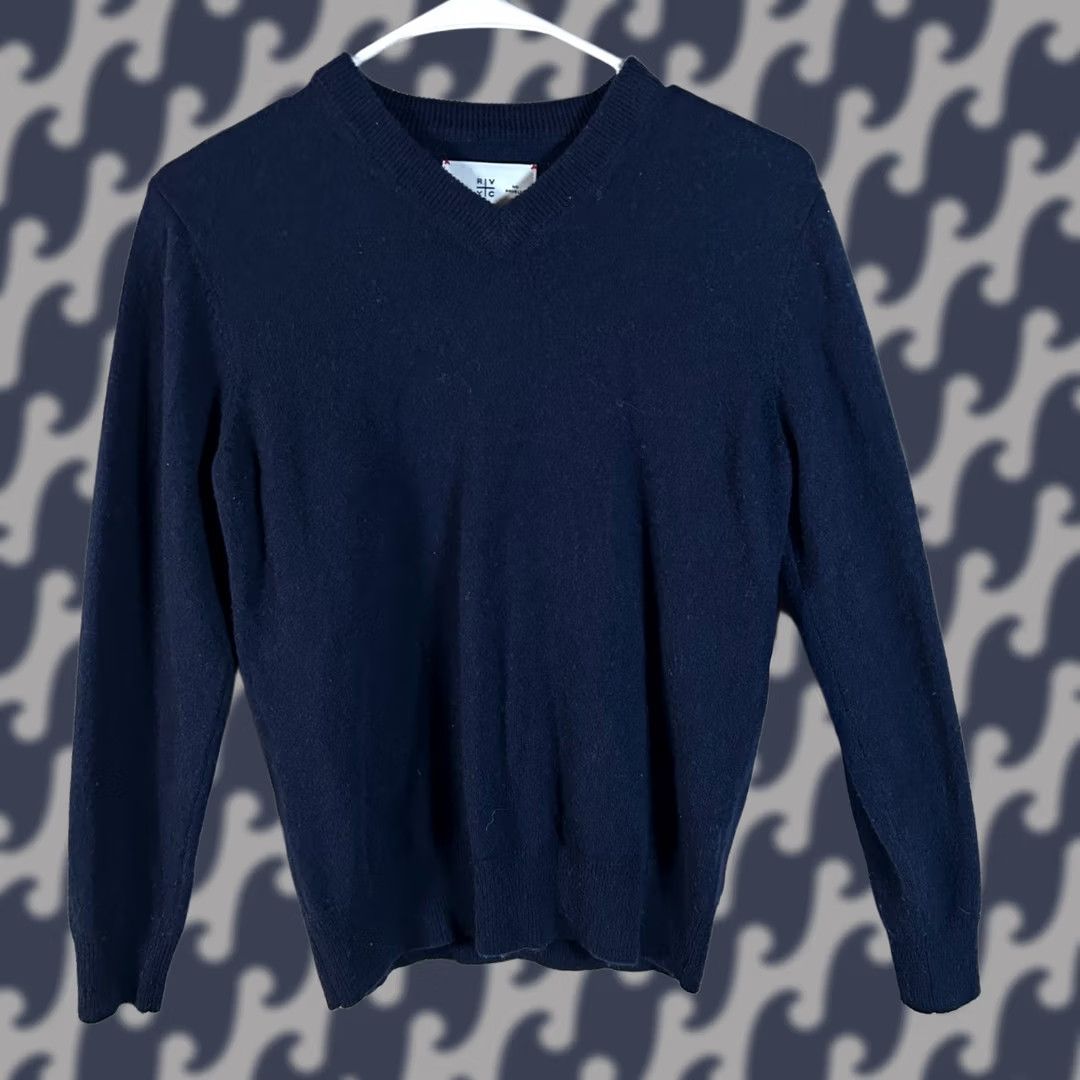 Vintage RVYC Navy Blue Merino Wool Cashmere Blend V-Neck Sweater Mens Small Size US S / EU 44-46 / 1 - 1 Thumbnail