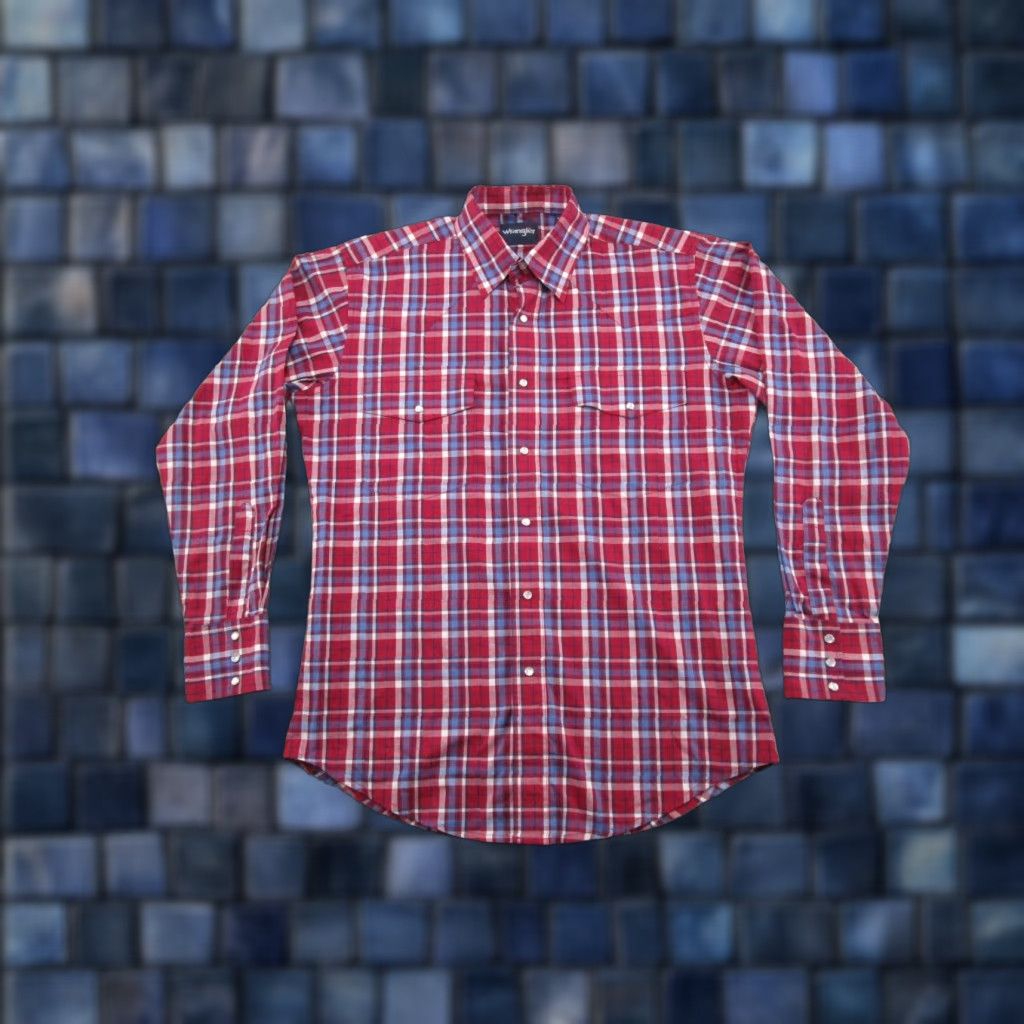 Wrangler VINTAGE Wrangler Pearl Snap Western Mens Shirt M Red Plaid Cowboy Rodeo Size US M / EU 48-50 / 2 - 1 Thumbnail