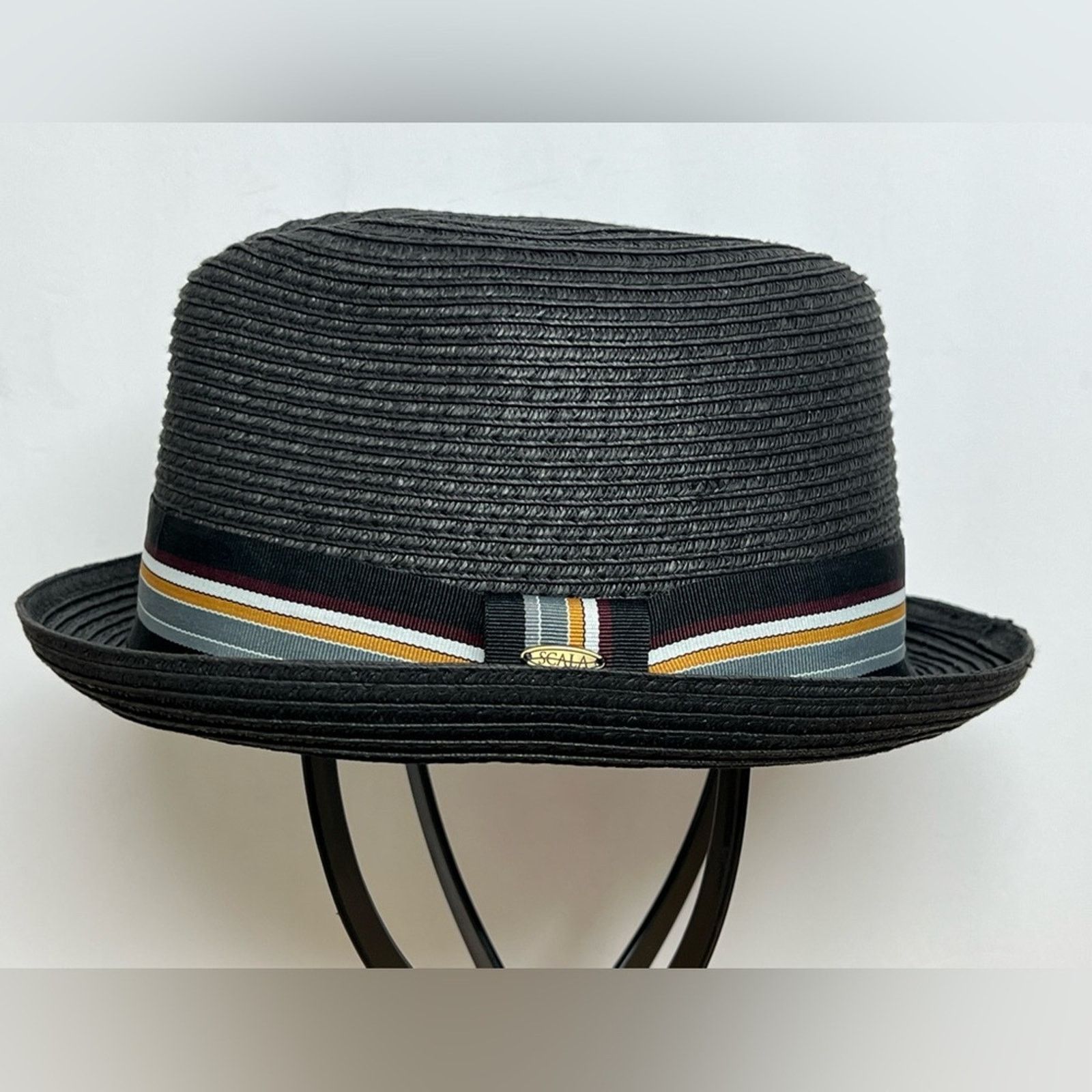 Vintage SCALA Dorfman Pacific Straw Diamond Crown Toyo Fedora Hat L Size ONE SIZE - 1 Thumbnail