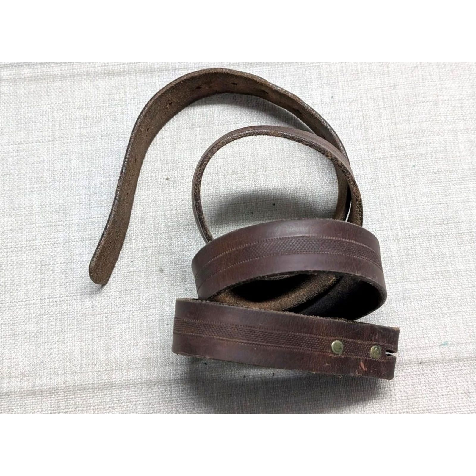 Vintage VINTAGE TOOLED buckle belt 46 cowhide WESTSERN brown leather COWBOY USA made Size 46 - 2 Thumbnail