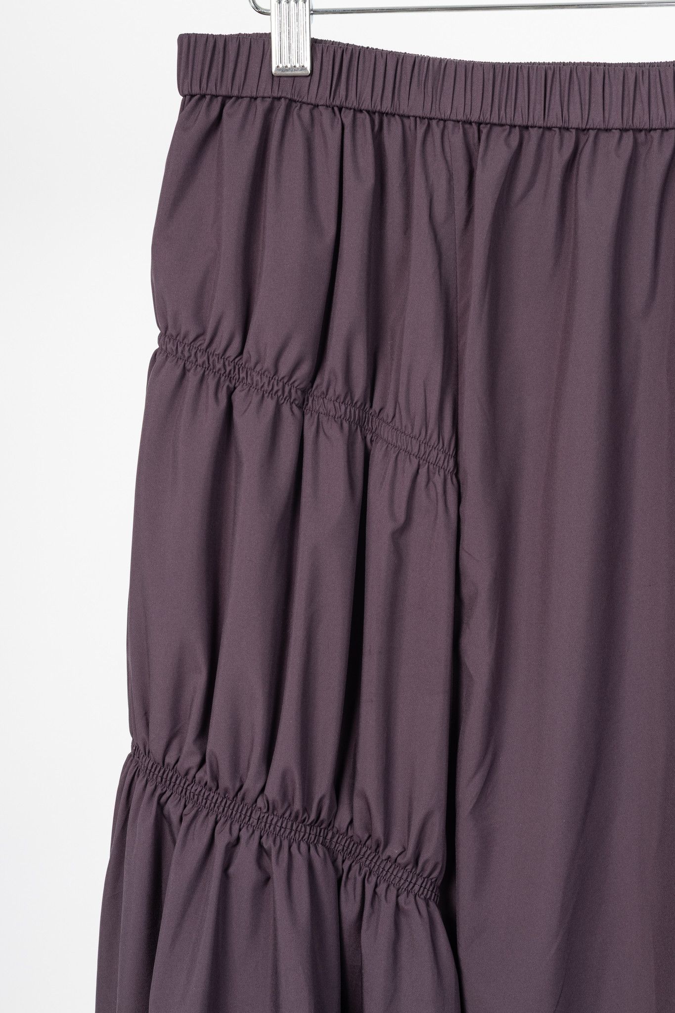 Tibi Tibi Aubergine Shirred Nylon Paneled Midi Skirt Size 29" - 4 Thumbnail