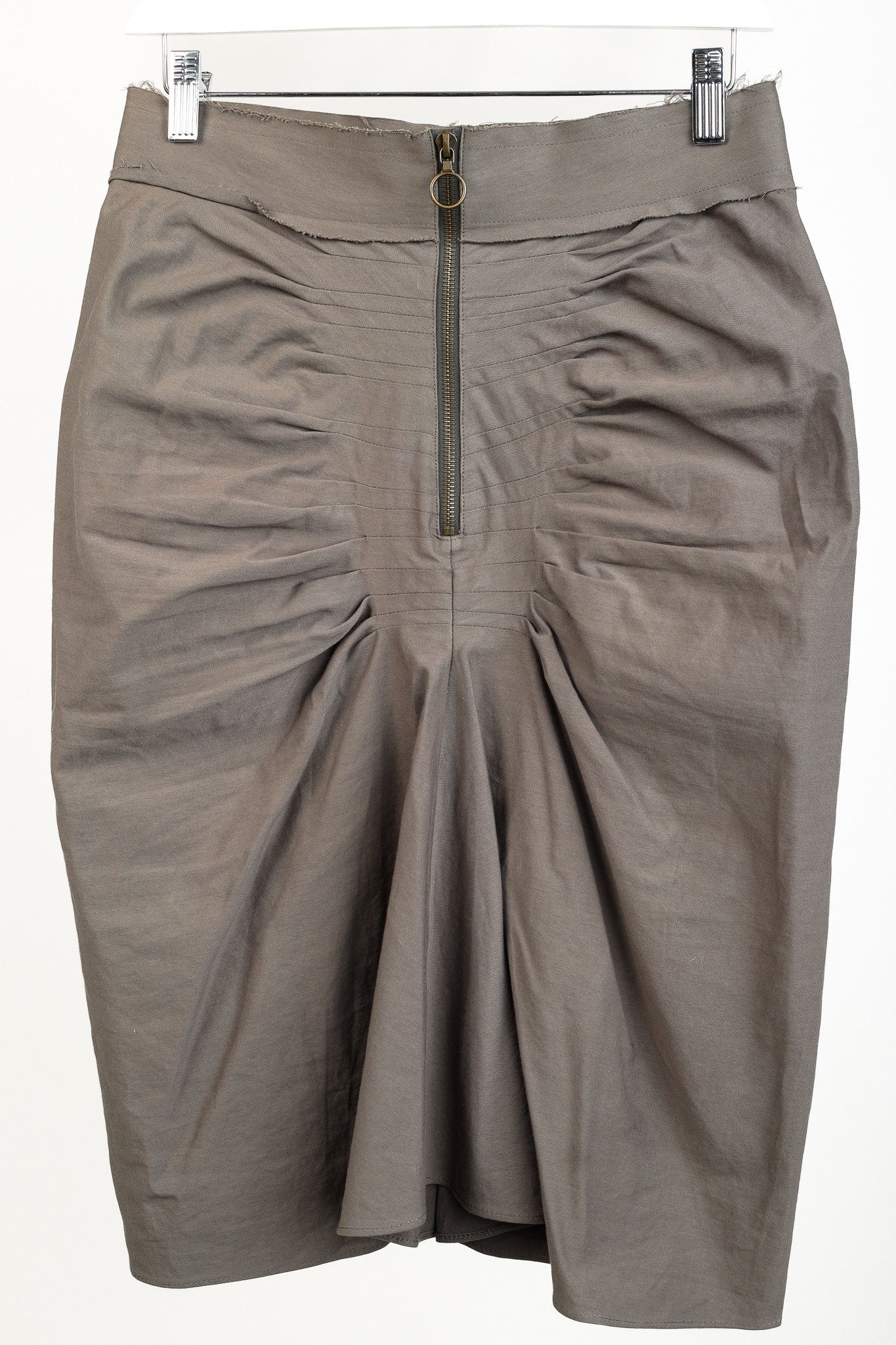 Lanvin Lanvin SS/05 Taupe Pleated Zip-Front Knee-Length Skirt Size 29" - 3 Thumbnail