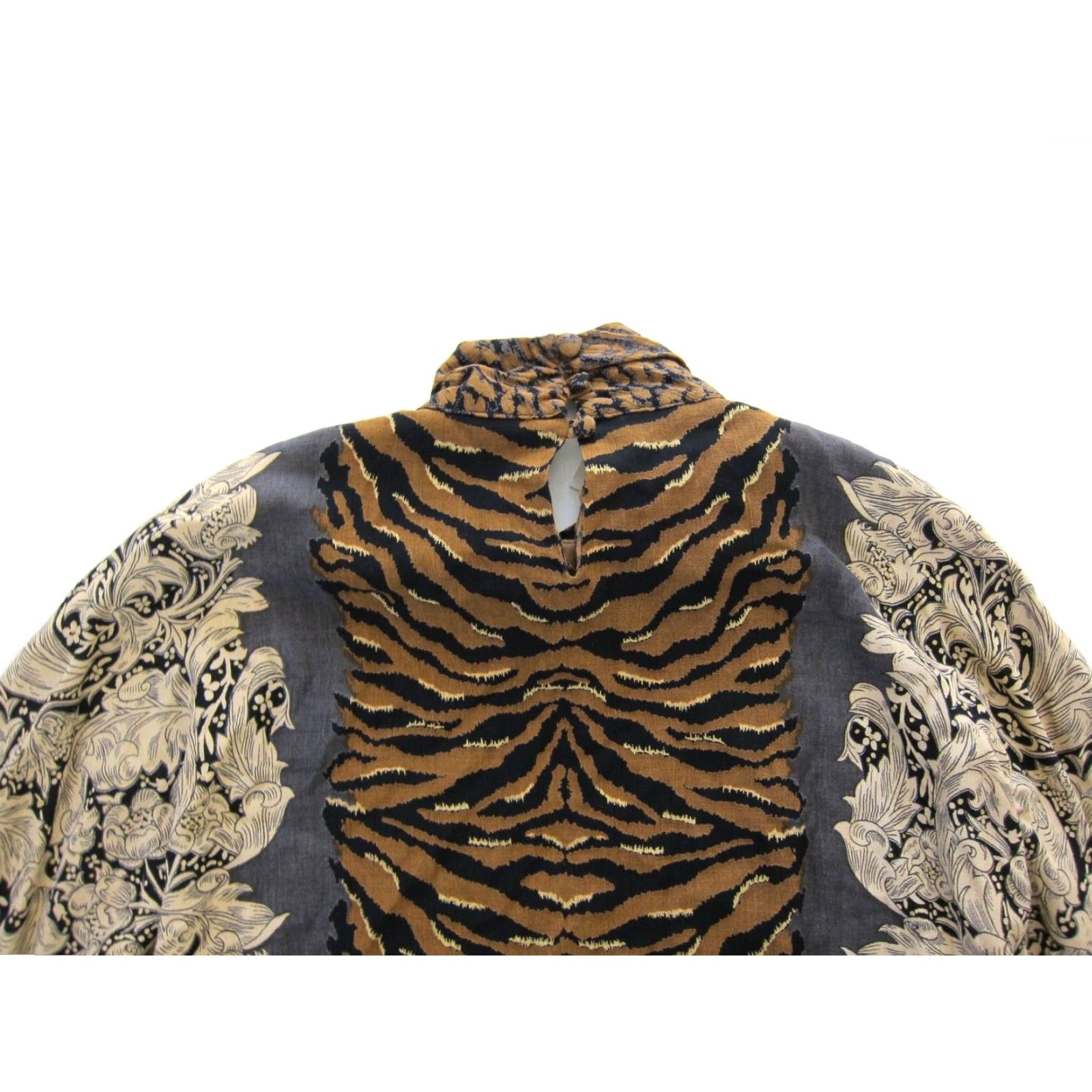 Vintage VINTAGE Carole Little Blouse Shirt Womens 6 Floral High Neck Long Sleeve Cheetah Brown Black 60s Size M / US 6-8 / IT 42-44 - 4 Thumbnail