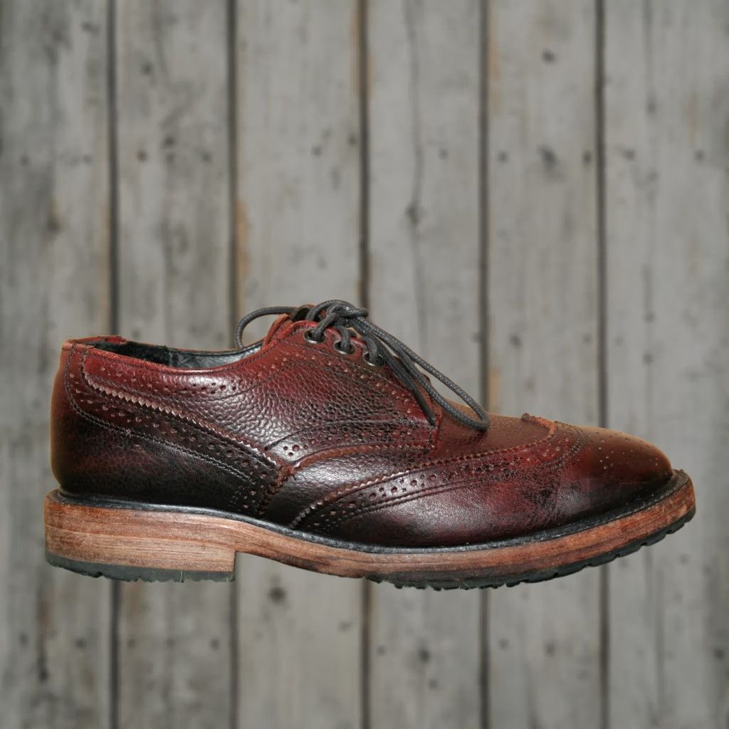 Vintage WALK-OVER by Geo. E. Keith Burgundy Leather Wingtip Brogue Oxfords Sz. 8.5 M Mens Dress Lace Up Leather Brown 8.5 M Brogue Wingtip Shoes Size US 9 / EU 42 - 1 Thumbnail