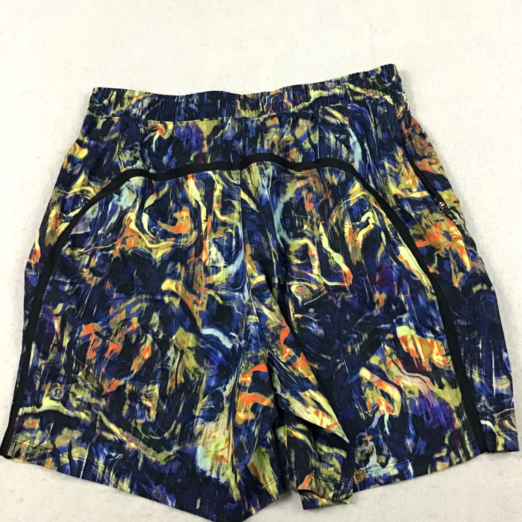 Lululemon Lululemon Shorts Men L Hyper Flow Pace Breaker Blue Geometric Drawstring Pockets Athletic Running L Size US 33 - 7 Thumbnail