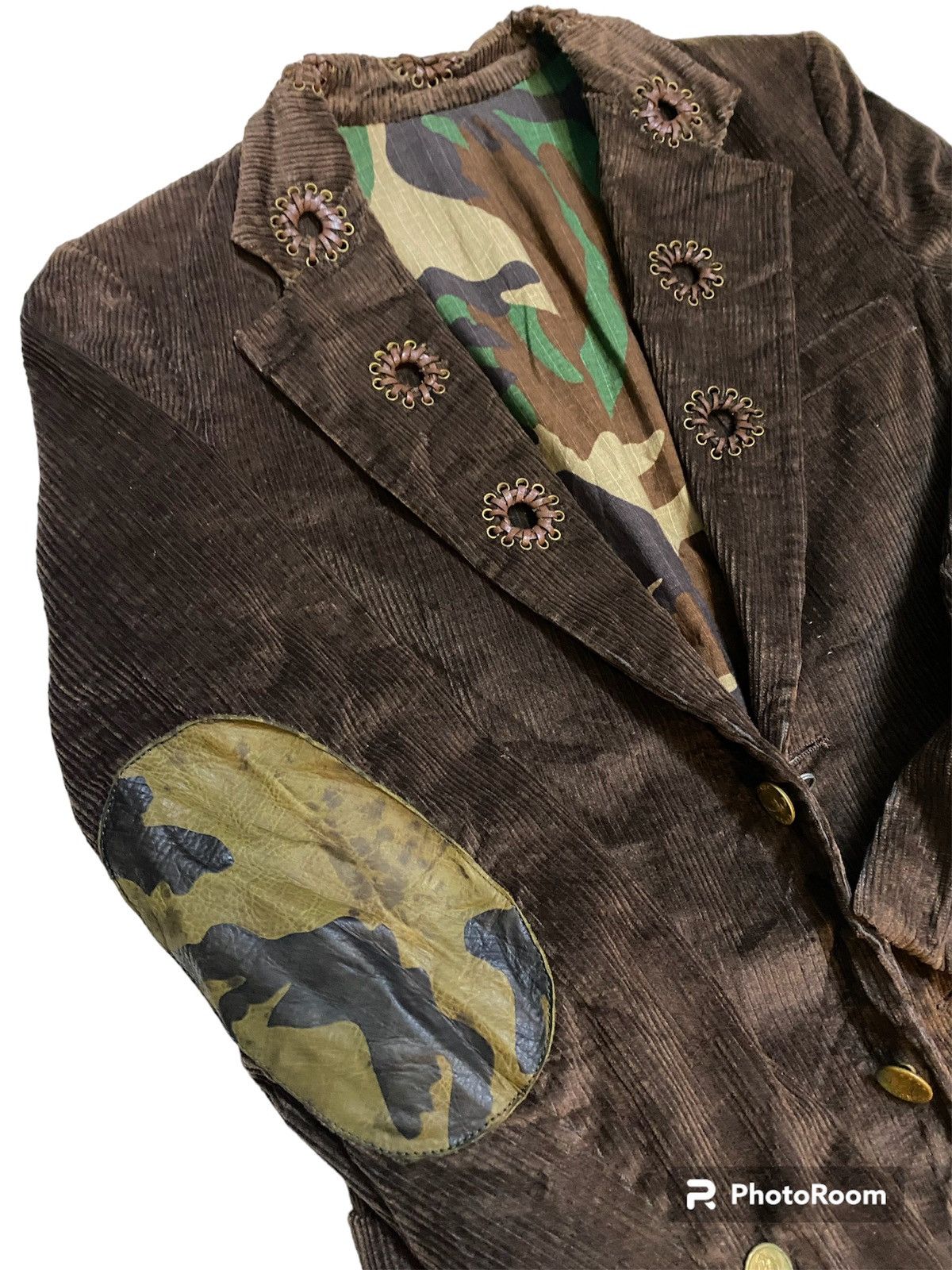 Hollywood Trading Company × Leather Vintage HTC Coudroy x Leather Camo Coat Jacket Size US M / EU 48-50 / 2 - 3 Thumbnail