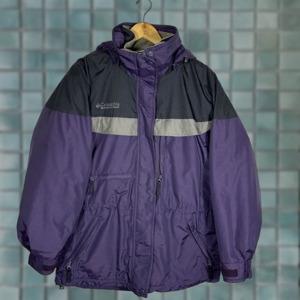 Columbia 3-in-1 Jacket Coat Women’s Large Purple Gray - Ski Outdoor Hooded Insulated Interchange Zip Pocket