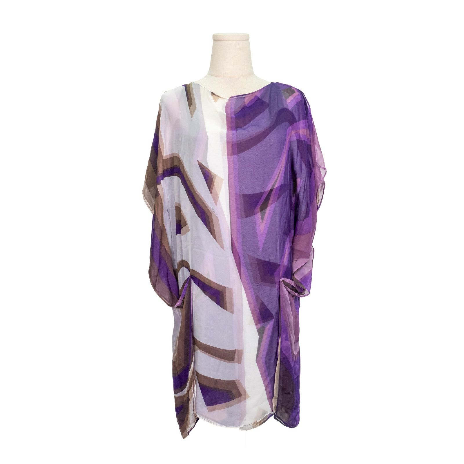 Gucci Gucci Purple Graphic Print Silk Dress Size S / US 4 / IT 40 - 2 Thumbnail