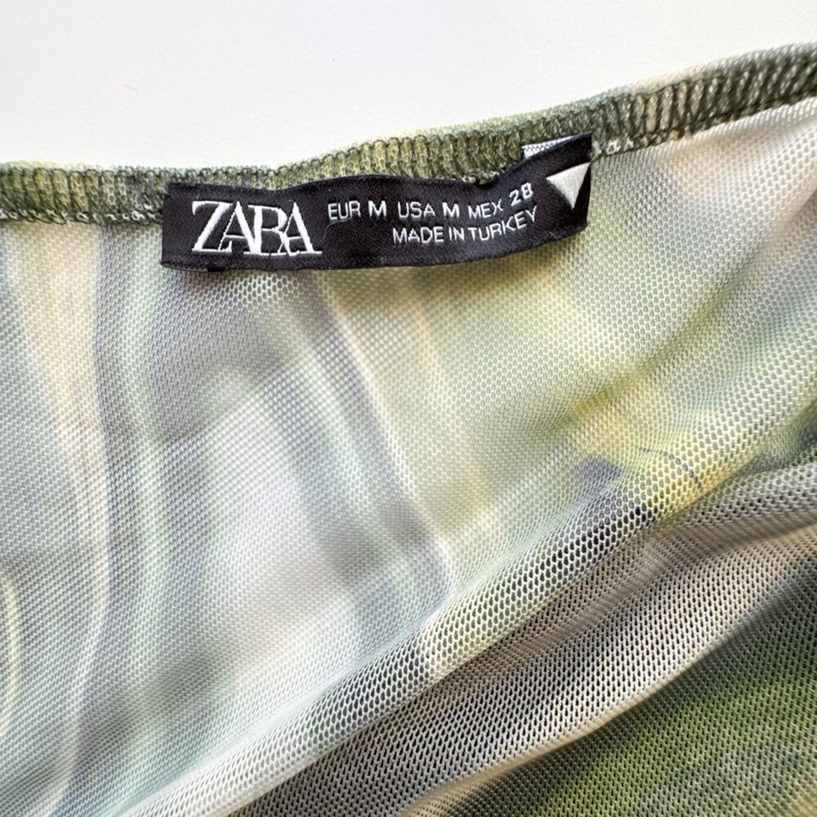 Zara Zara Green Mesh printed tulle top asymmetrical Medium Size M / US 6-8 / IT 42-44 - 2 Thumbnail