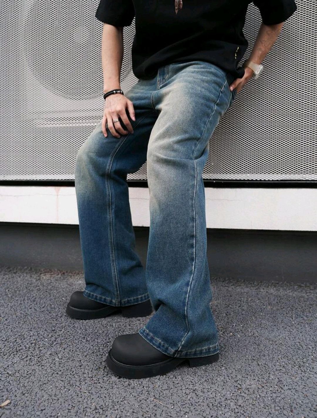 Japanese Brand × Jean Straight Leg Distressed Wash Blue Jeans sh Size US 32 / EU 48 - 3 Thumbnail