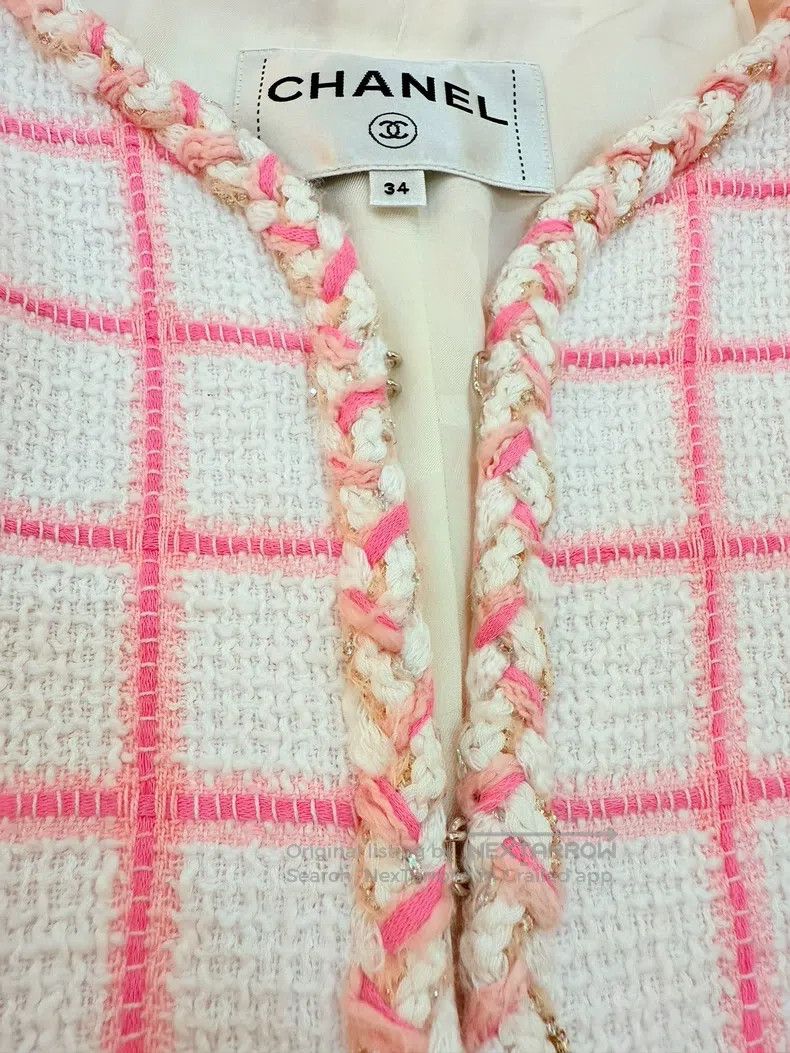 Chanel Chanel 23c pink and white plaid coat Size XXS / US 00 / IT 34 - 4 Thumbnail
