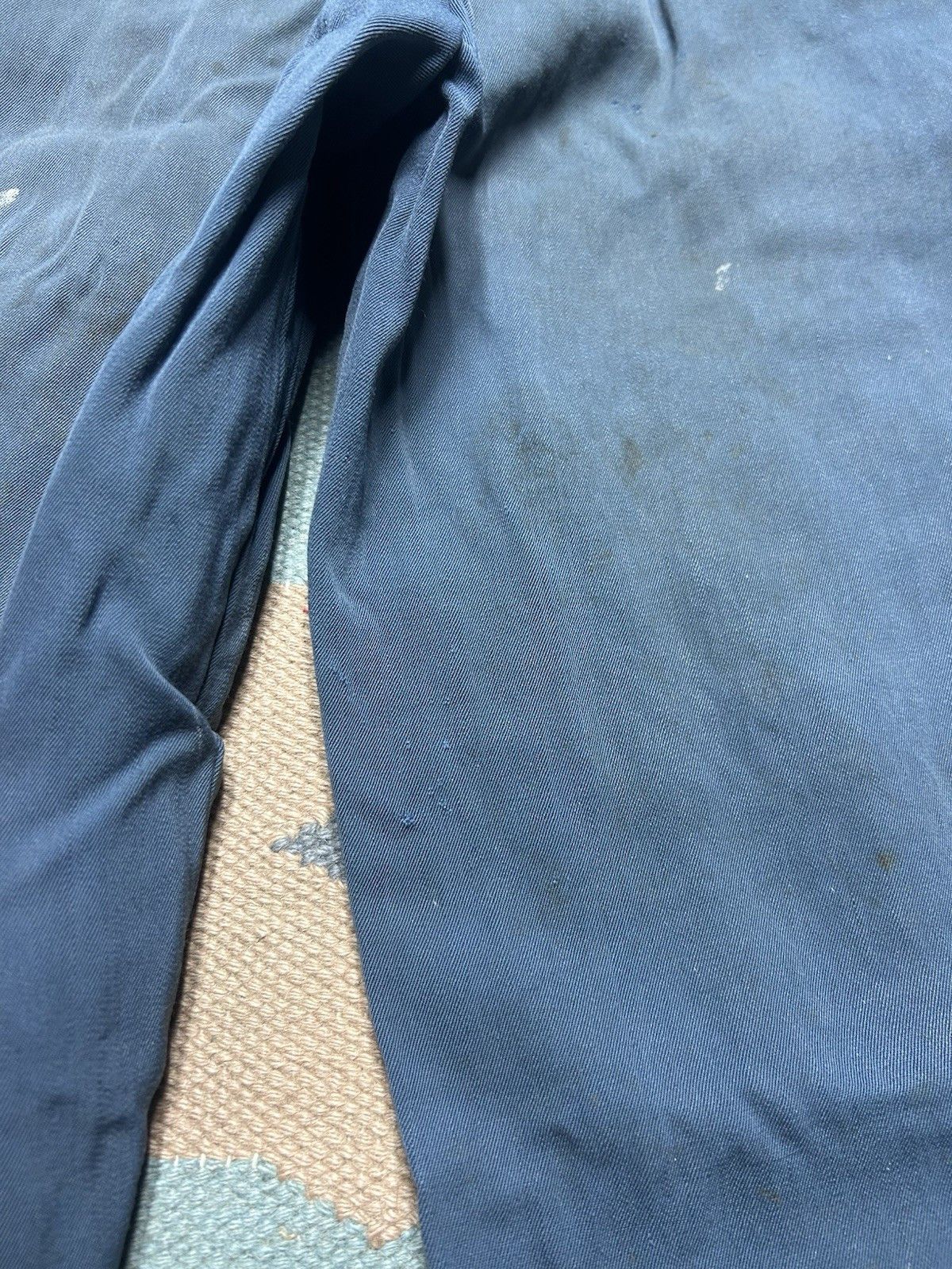 Vintage VTG 40s rayon gabardine slacks pleated paint distress 25x30 Size US 26 / EU 42 - 14 Thumbnail