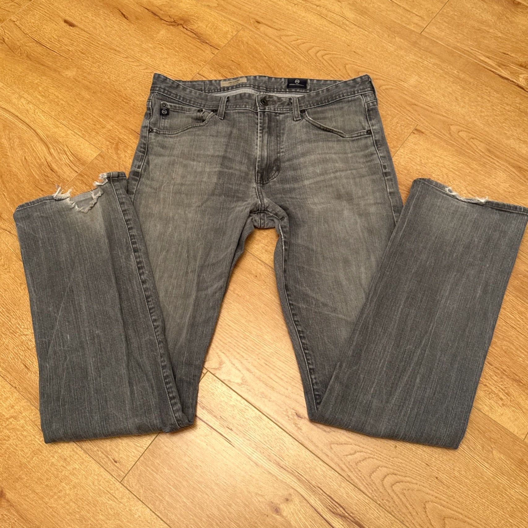 Denime Adriano Goldschmied Jeans 32x34 Adult Grey Denim The Protege Straight Leg Jeans Men Regular 32x34 Grey Denim Pockets Vintage No Size US 32 / EU 48 - 7 Thumbnail