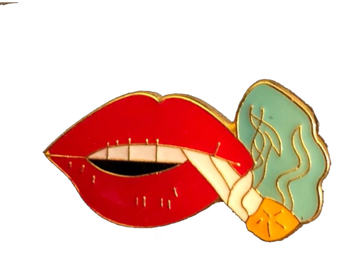 Supreme Smoking Lips Gold Pin SS16 New