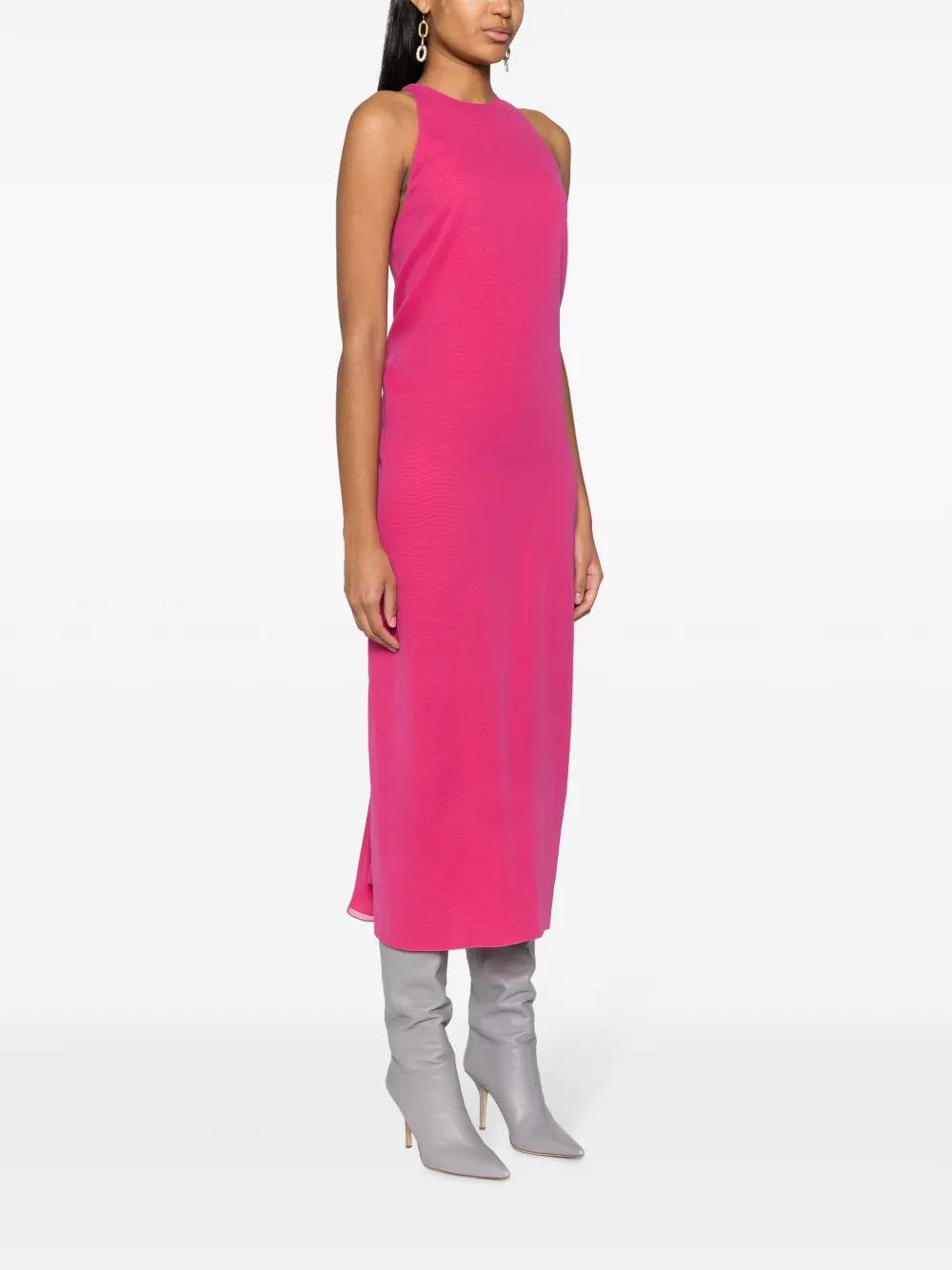 Fendi o1y0925 Midi Dress in Magenta Size S / US 4 / IT 40 - 2 Thumbnail