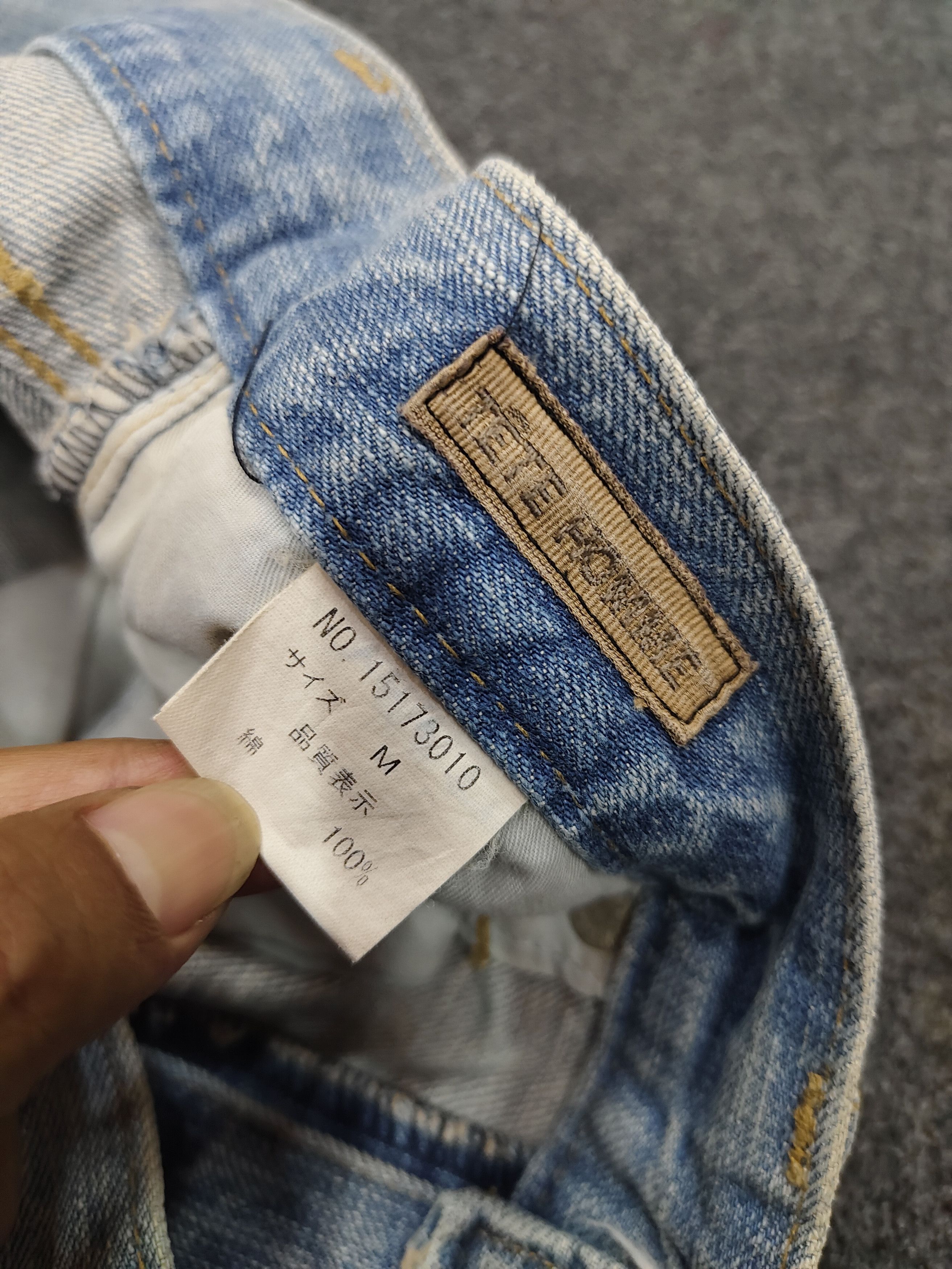 Tete Homme TETE Homme- Heavy Faded Indigo Distressed Straight Jeans Size US 31 - 6 Thumbnail
