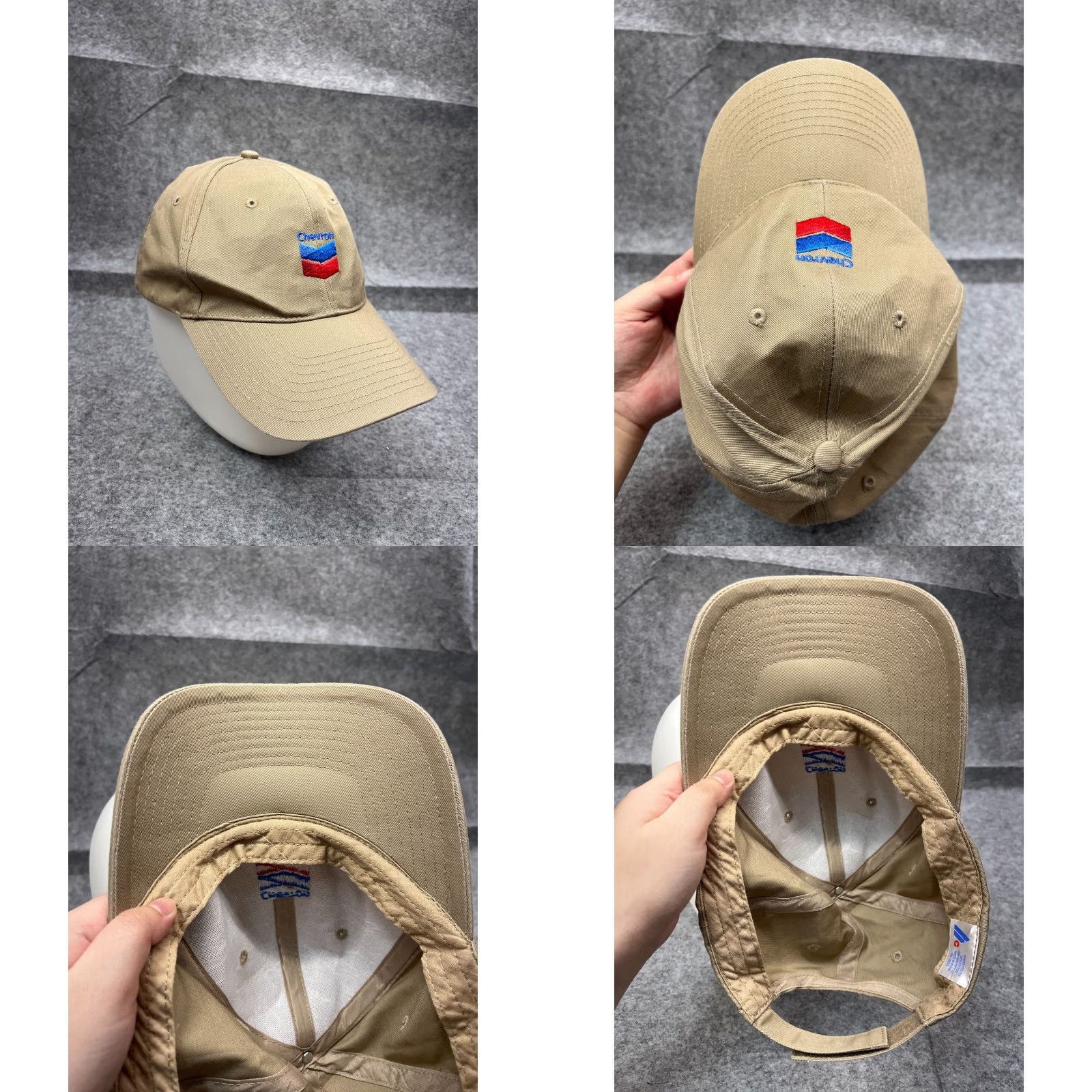 Vintage AG Chevron Hat Cap Strap Back Adult One Size Beige Twill Polyester Cotton Gas Oil Logo Hat Cap Adjustable Lightweight Men Baseball Cap Size ONE SIZE - 8 Thumbnail
