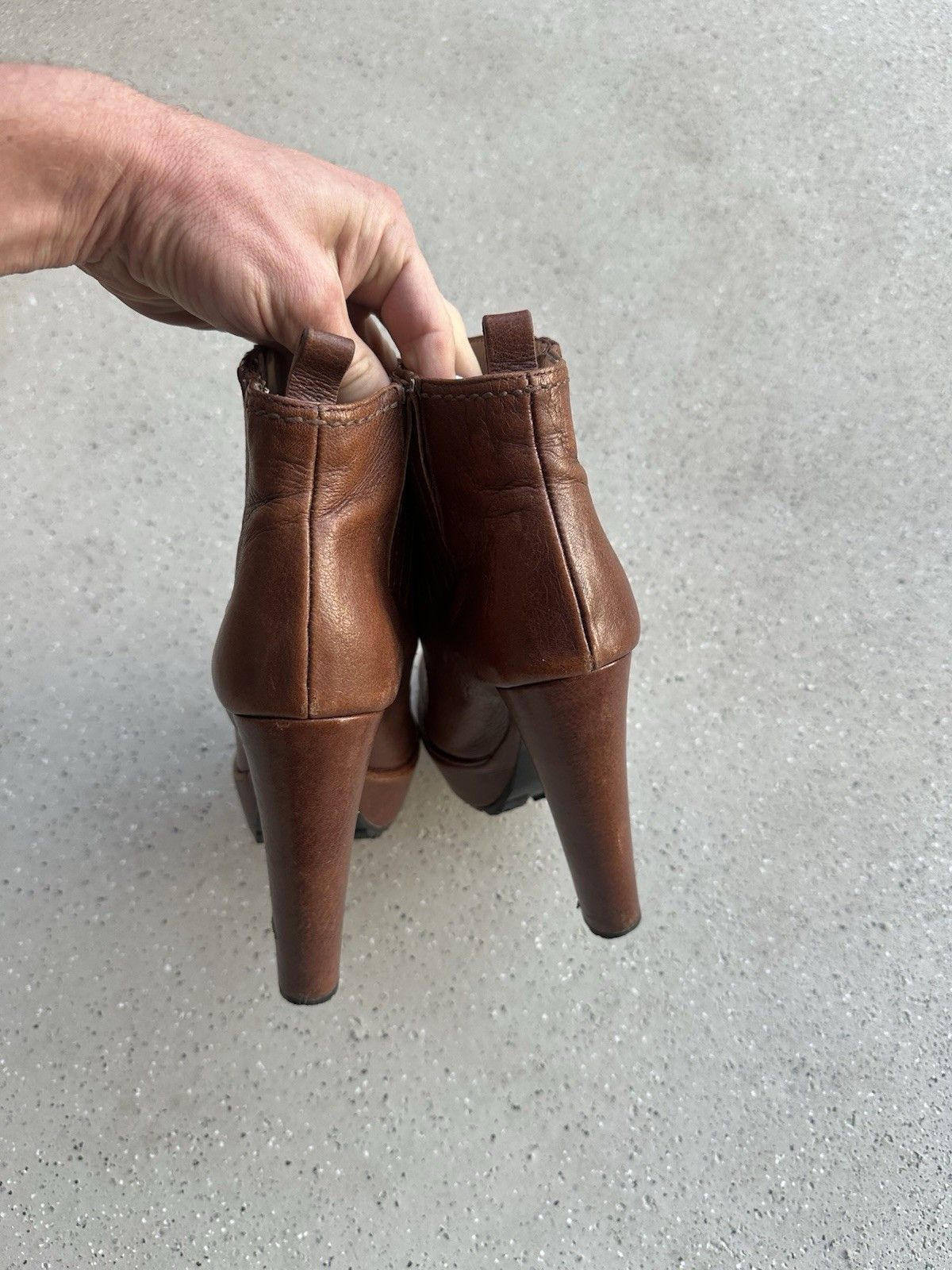 Prada DDP Prada Womens Brown Leather Platform Heel Boots Size 38,5 Size US 8.5 / IT 38.5 - 9 Thumbnail