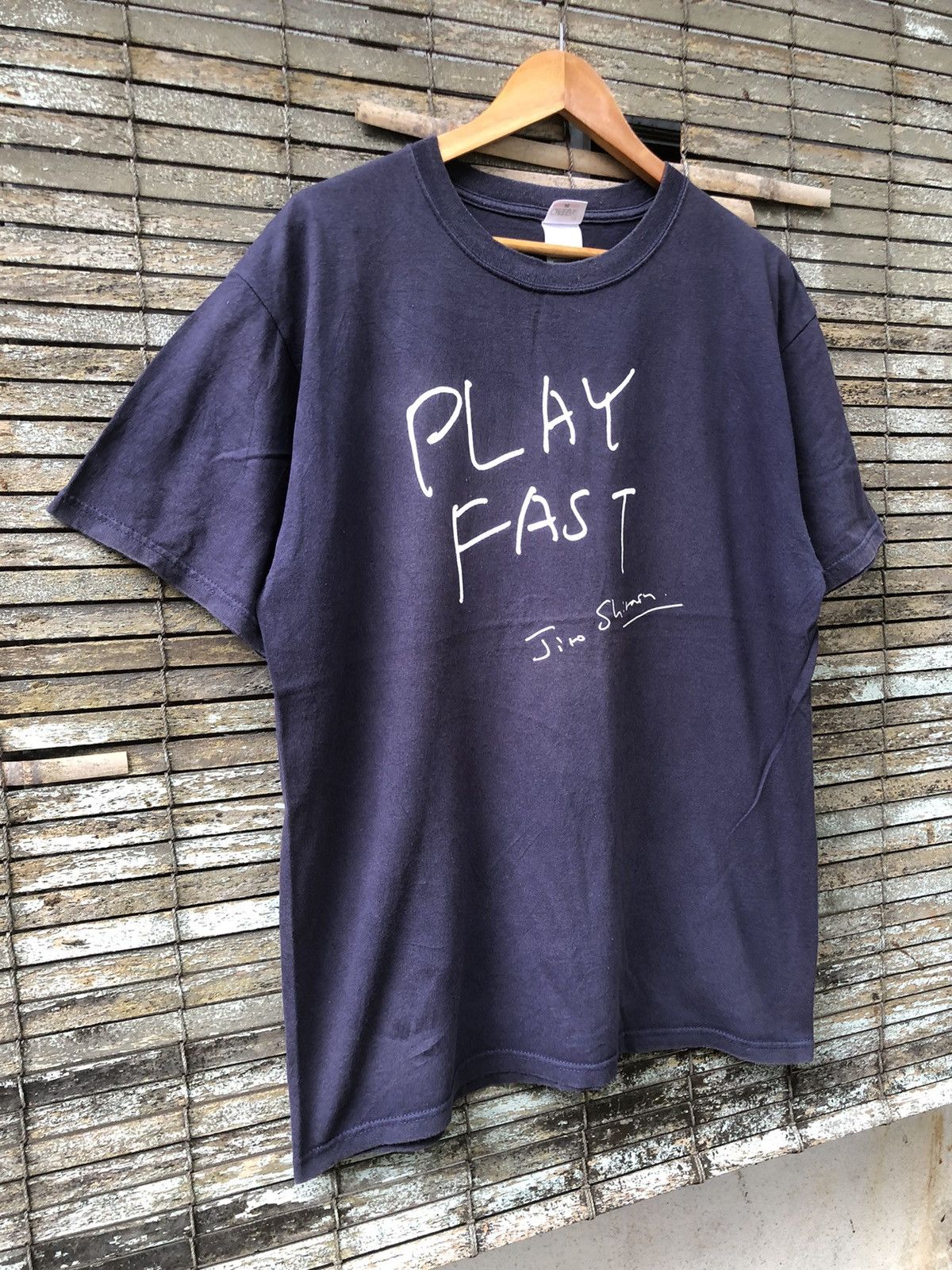 Designer × Japanese Brand × Vintage Vintage Sunfaded Play Fast Jiro Shirasu Tshirt Size US L / EU 52-54 / 3 - 4 Thumbnail