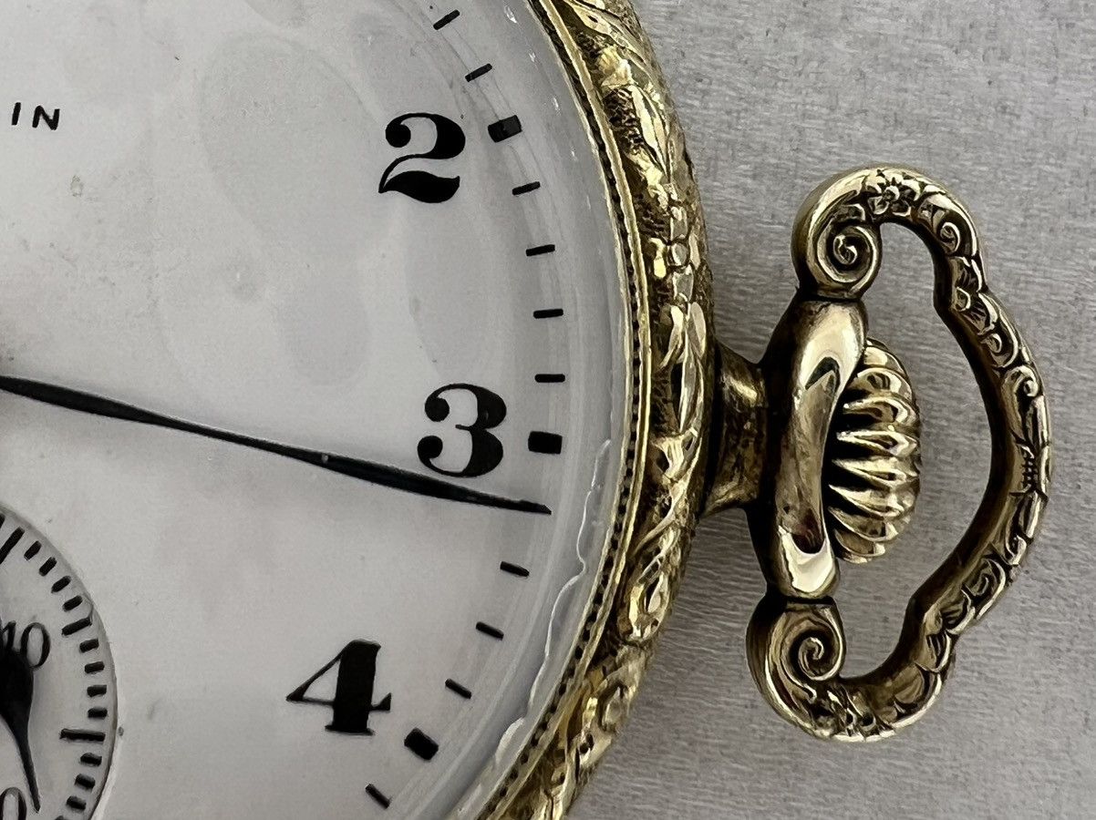 Elgin National Watch Company Vintage 1921 Elgin Pocket Watch Gold Filled Case 12S Size ONE SIZE - 7 Thumbnail