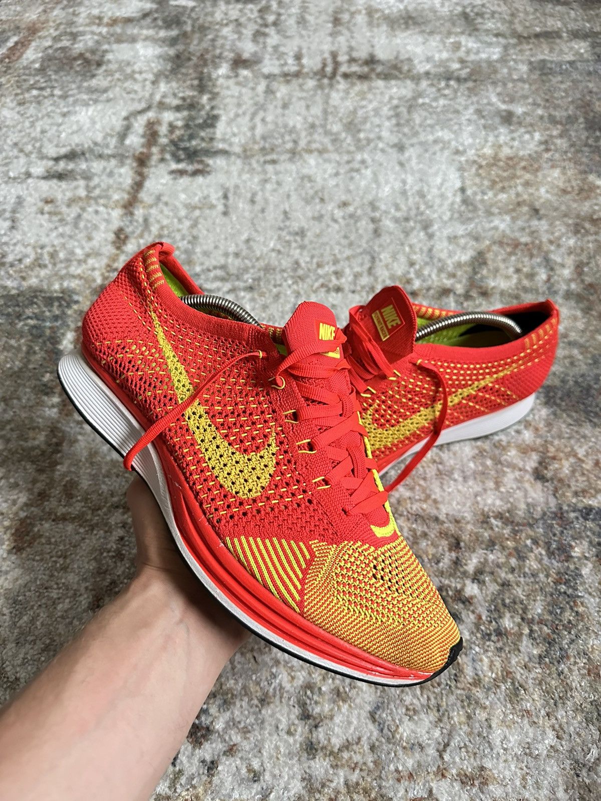 Japanese Brand × Nike 🔥 Nike Flyknit Racer Bright Crimson Volt Size US 10 / EU 43 - 4 Thumbnail
