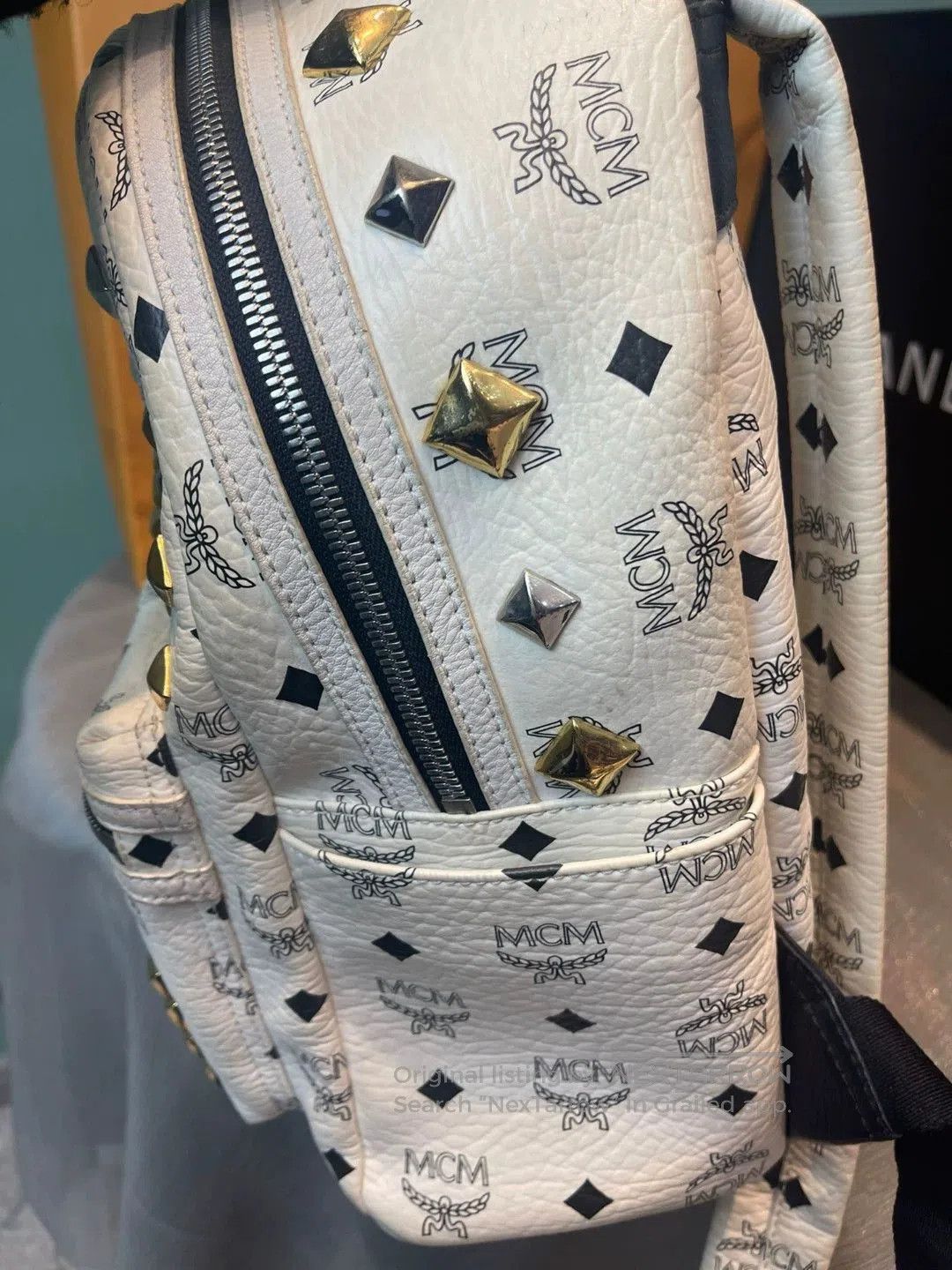 MCM MCM Small Studded White Backpack. Size ONE SIZE - 3 Thumbnail