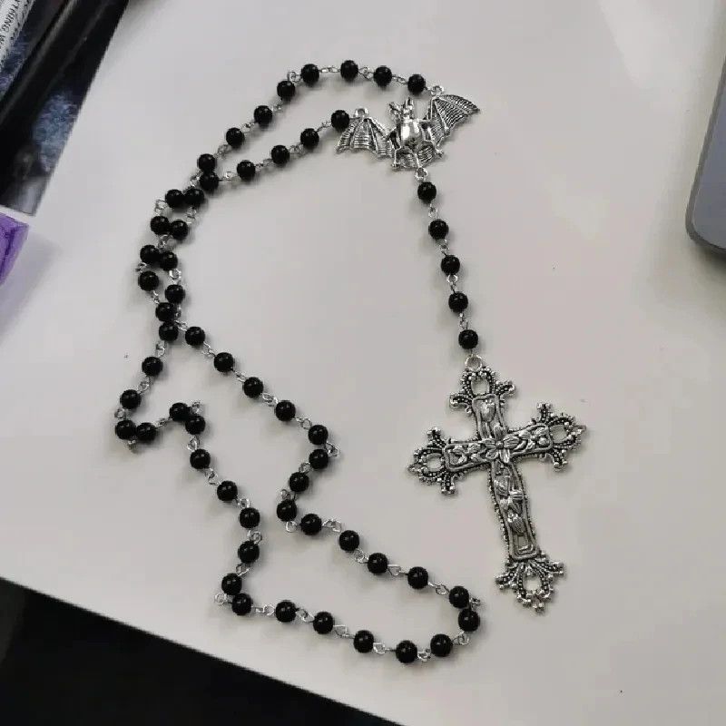 Jewelry Gothic Rosary Necklace Prayer Beads Beaded Size ONE SIZE - 1 Thumbnail