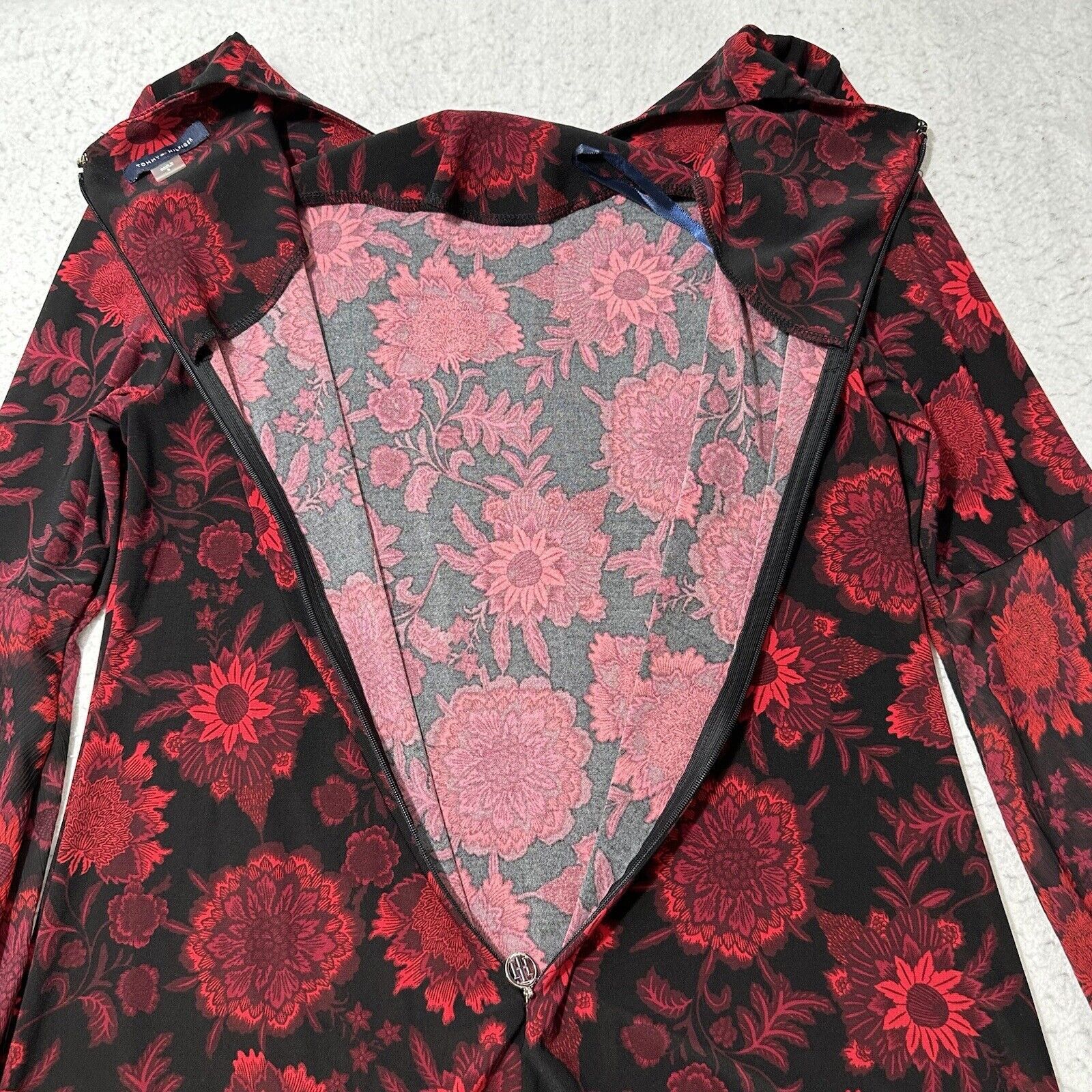 Tommy Hilfiger Tommy Hilfiger 8 A-Line Shift Black Red Floral Dress Size M / US 6-8 / IT 42-44 - 12 Thumbnail
