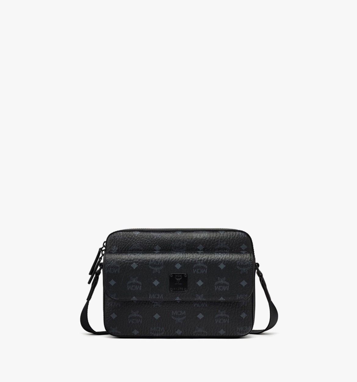 image of MCM Aren Messenger Bag In Visetos in Black, Men's