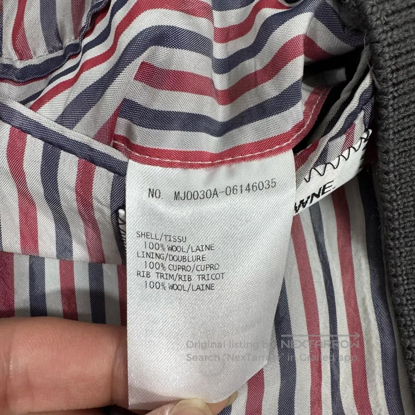 Thom Browne Thom Browne Gray four-stripe baseball jacket| Size US L / EU 52-54 / 3 - 7 Thumbnail