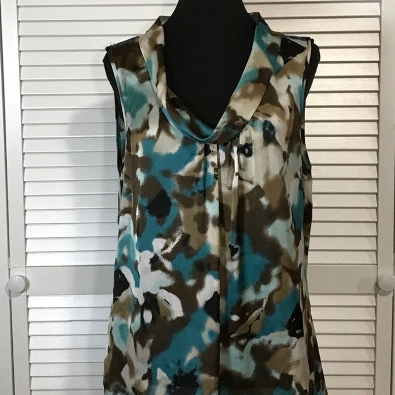 Other New Directions Boho Abstract Draped V-Neck Tunic Blouse XL Size XL / US 12-14 / IT 48-50 - 1 Thumbnail