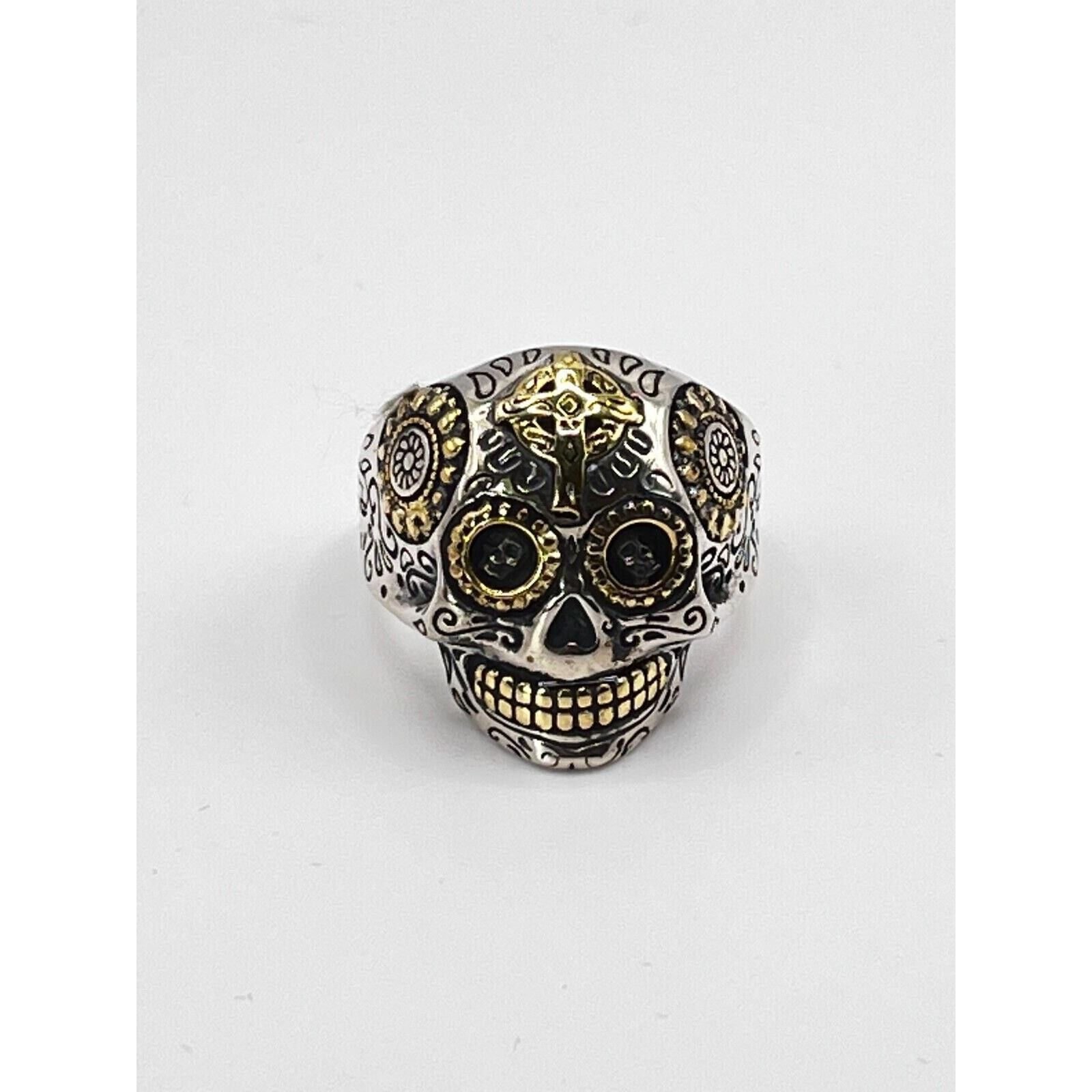 The Unbranded Brand SUGAR SKULL 925 STERLING /SKULL DEAD/BIKER/RING sz 10.5 Size ONE SIZE - 1 Thumbnail