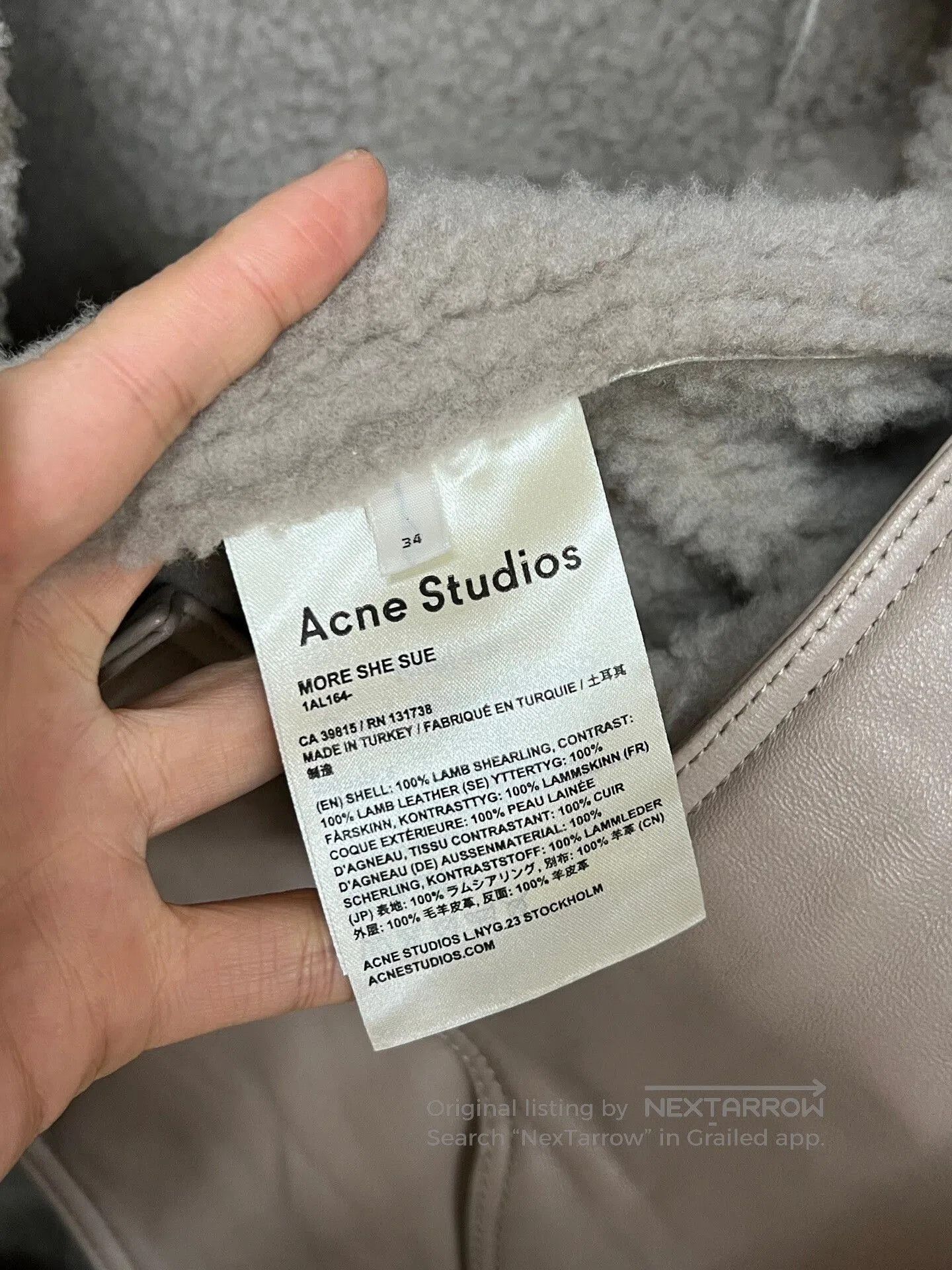 Acne Studios Acne Studios Beige Shearling Jacket Size 34. Size XS / US 0-2 / IT 36-38 - 3 Thumbnail