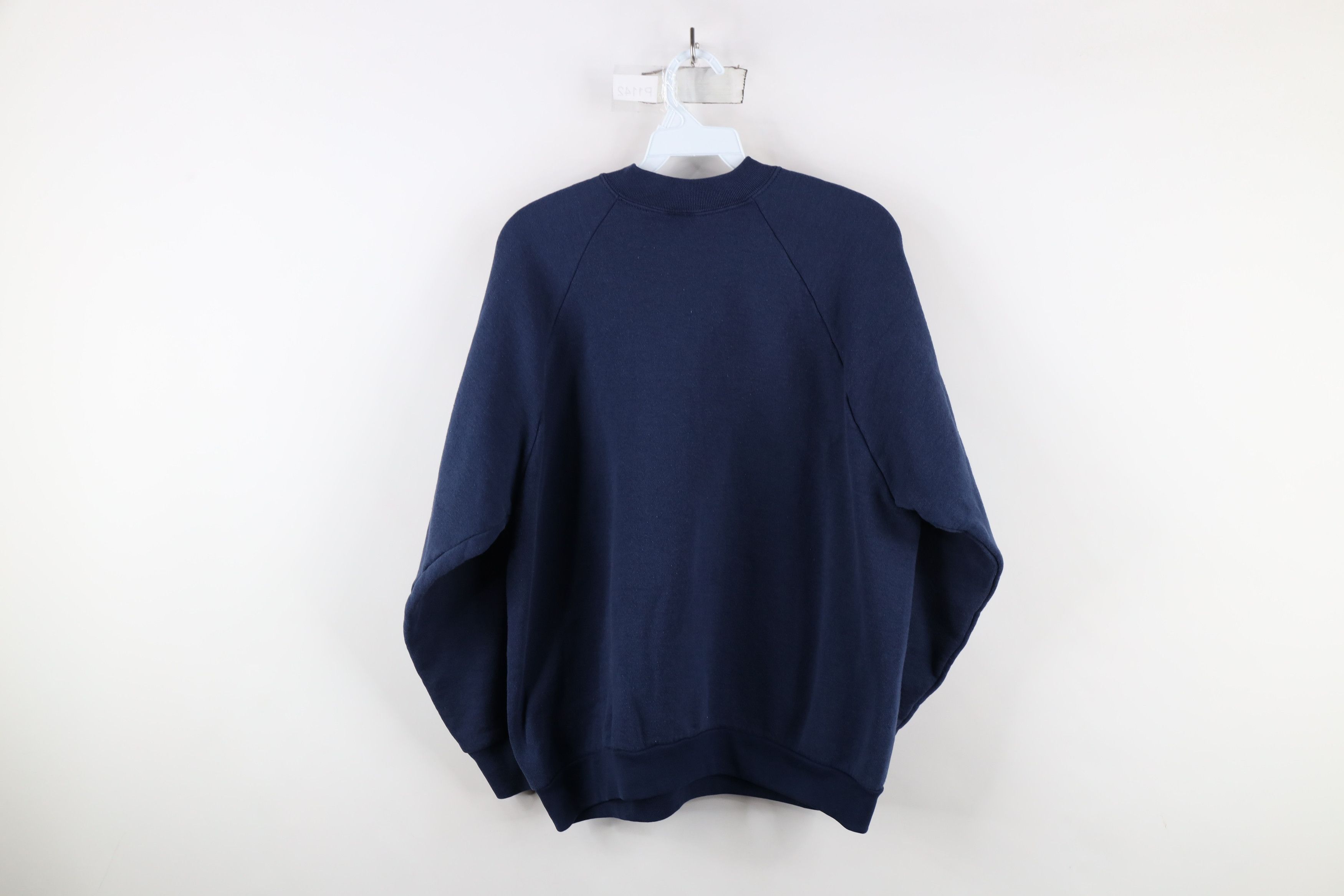 Vintage Vintage 90s Streetwear Blank Crewneck Sweatshirt Navy Blue Size L / US 10 / IT 46 - 5 Thumbnail
