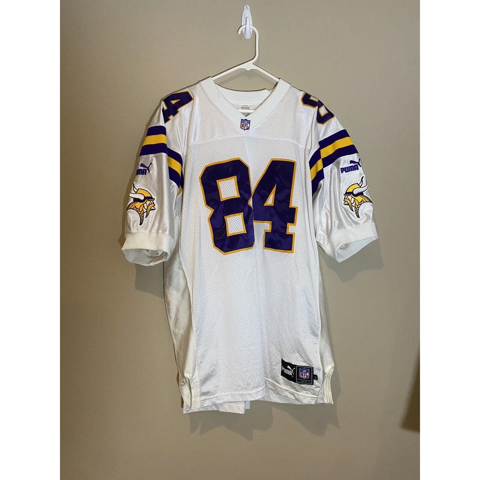 image of Randy Moss Stitched Vintage Puma Minnesota Vikings Jersey 54 in White, Men's (Size 2XL)