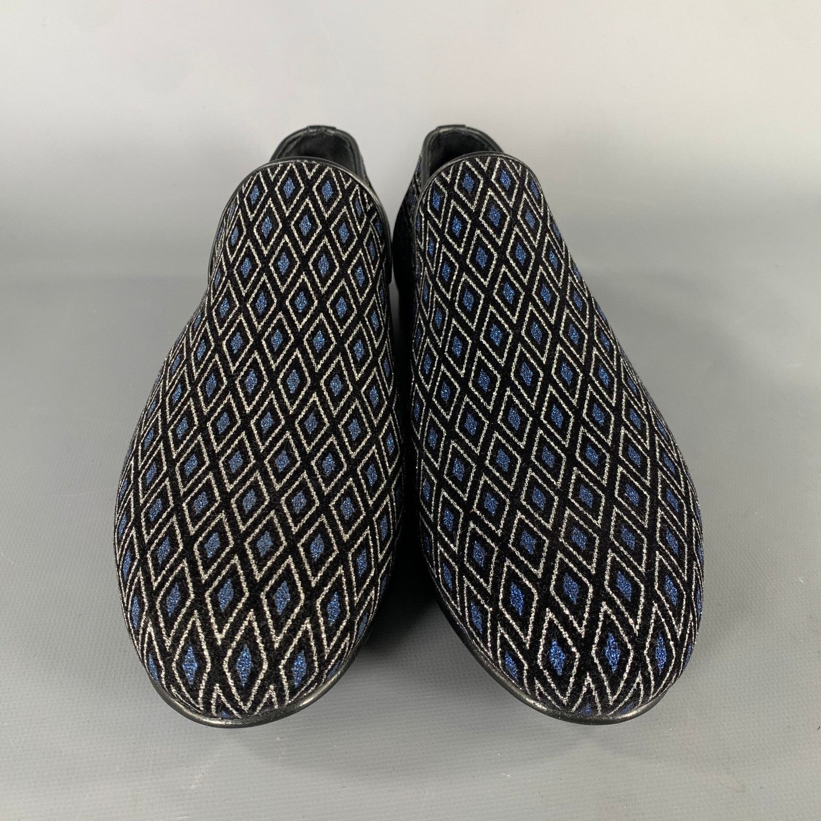 Jimmy Choo JIMMY CHOO Size 8 Navy Black Diamond Velvet Loafers Size US 8 / EU 41 - 4 Thumbnail