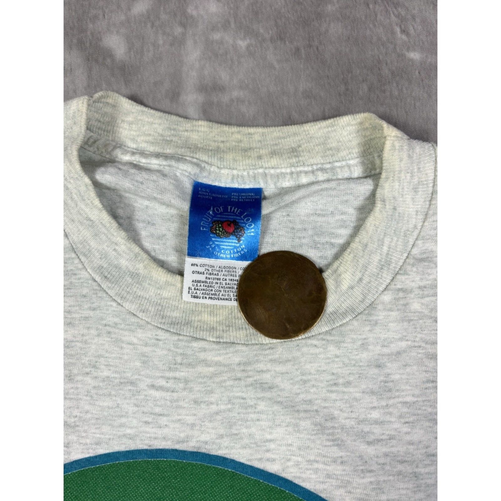 Fruit Of The Loom VINTAGE Funny 90s Dad tee Shirt Men's L Gray Fruit of the Loom Crew Neck Cotton Graphic Print Short Sleeve Size US L / EU 52-54 / 3 - 5 Thumbnail