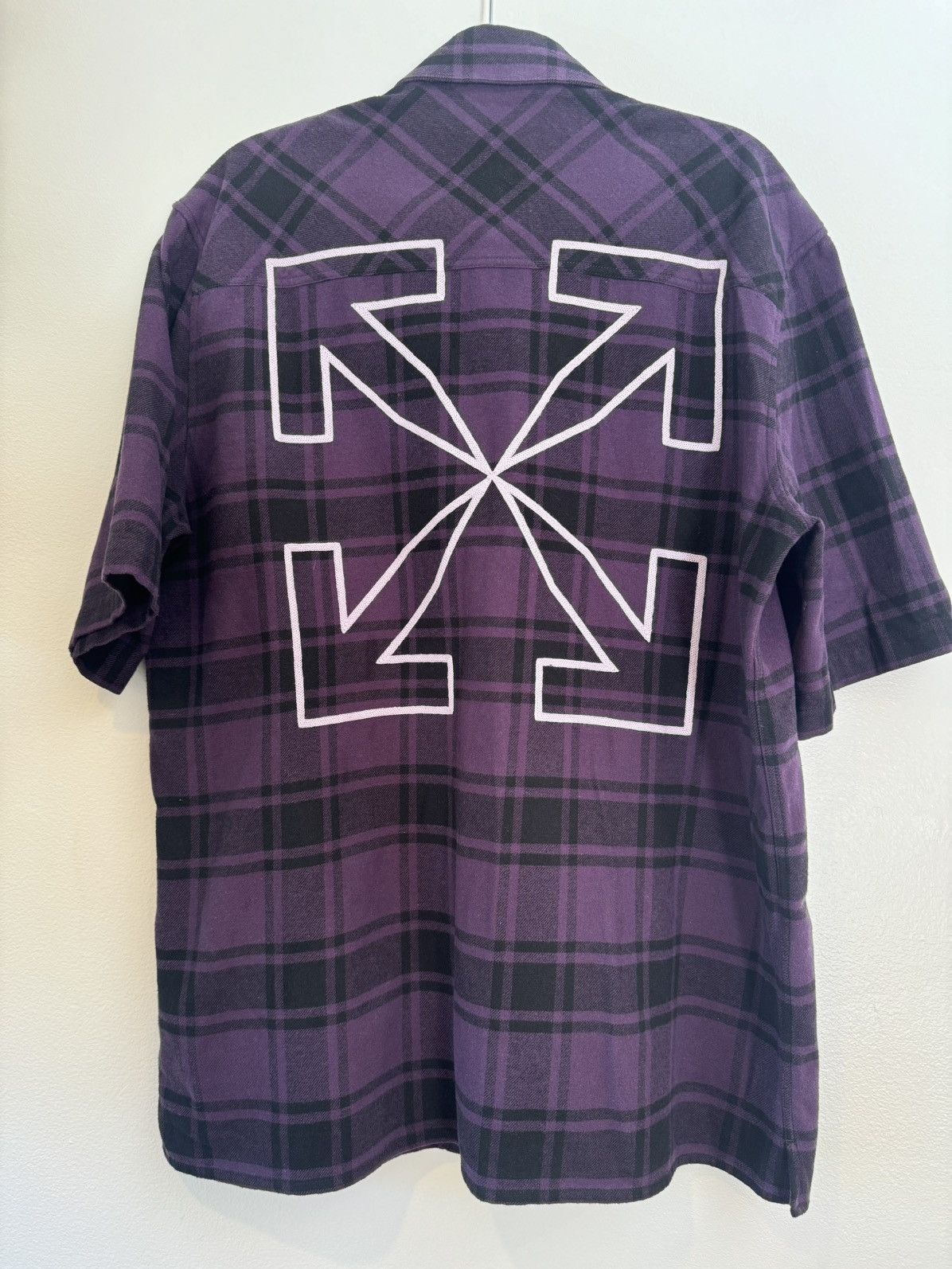 Off-White Purple Plaid Off-White Short Sleeve Button Up Size US L / EU 52-54 / 3 - 2 Thumbnail