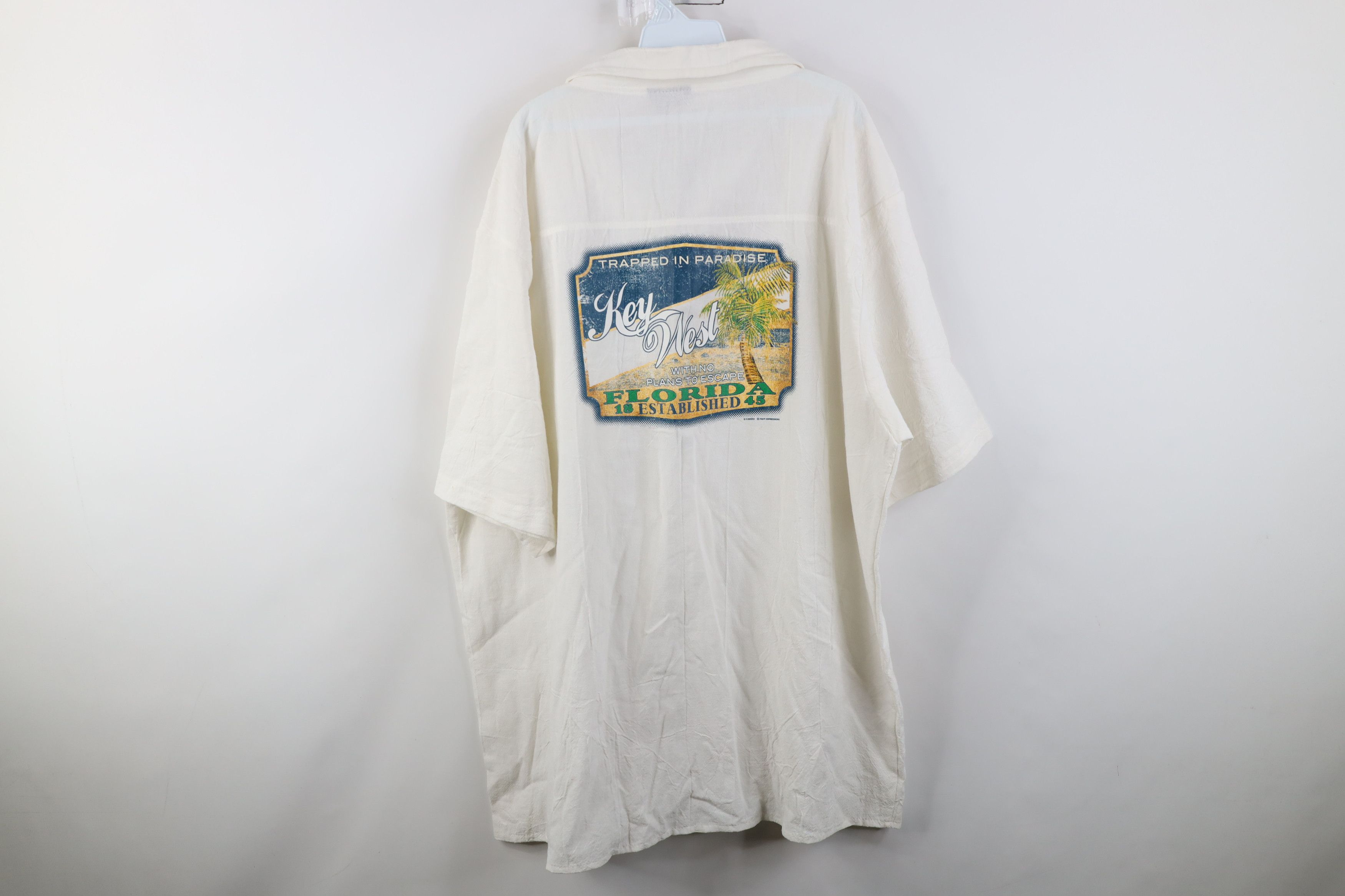 Vintage Vintage 90s Streetwear Key West Beach Button Shirt White USA Size US XXL / EU 58 / 5 - 15 Thumbnail