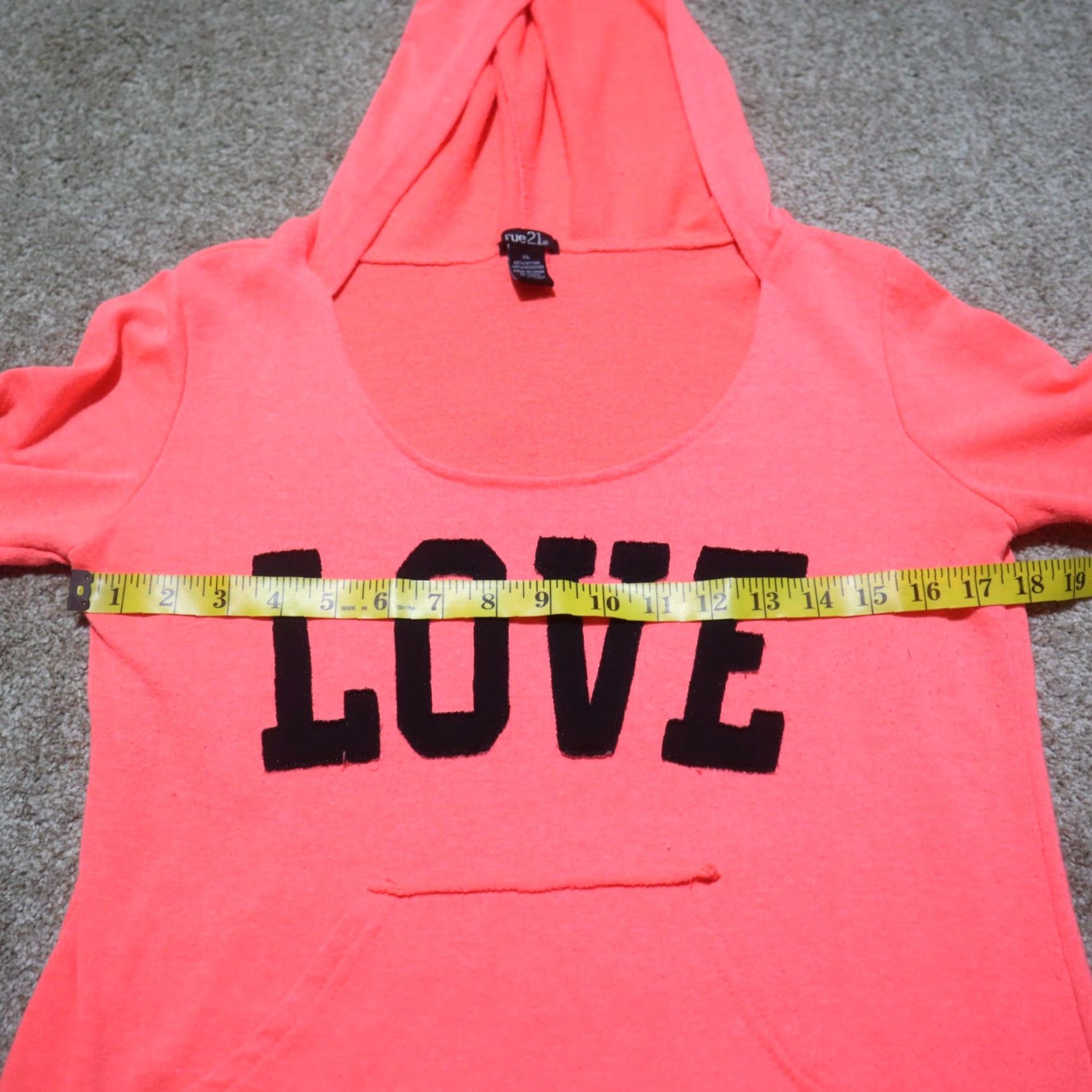Pinko Rue 21 "Love" Pink Hoodie Sweatshirt Tunic Top Crew Neck Rounded Women's XL PINK Graphic Print Pockets Size XL / US 12-14 / IT 48-50 - 4 Thumbnail