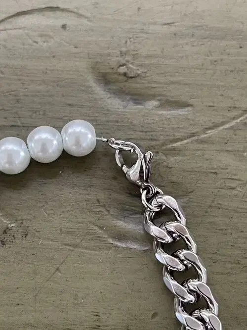 Jewelry Silver Pearl Cuban Bracelet Size ONE SIZE - 2 Thumbnail