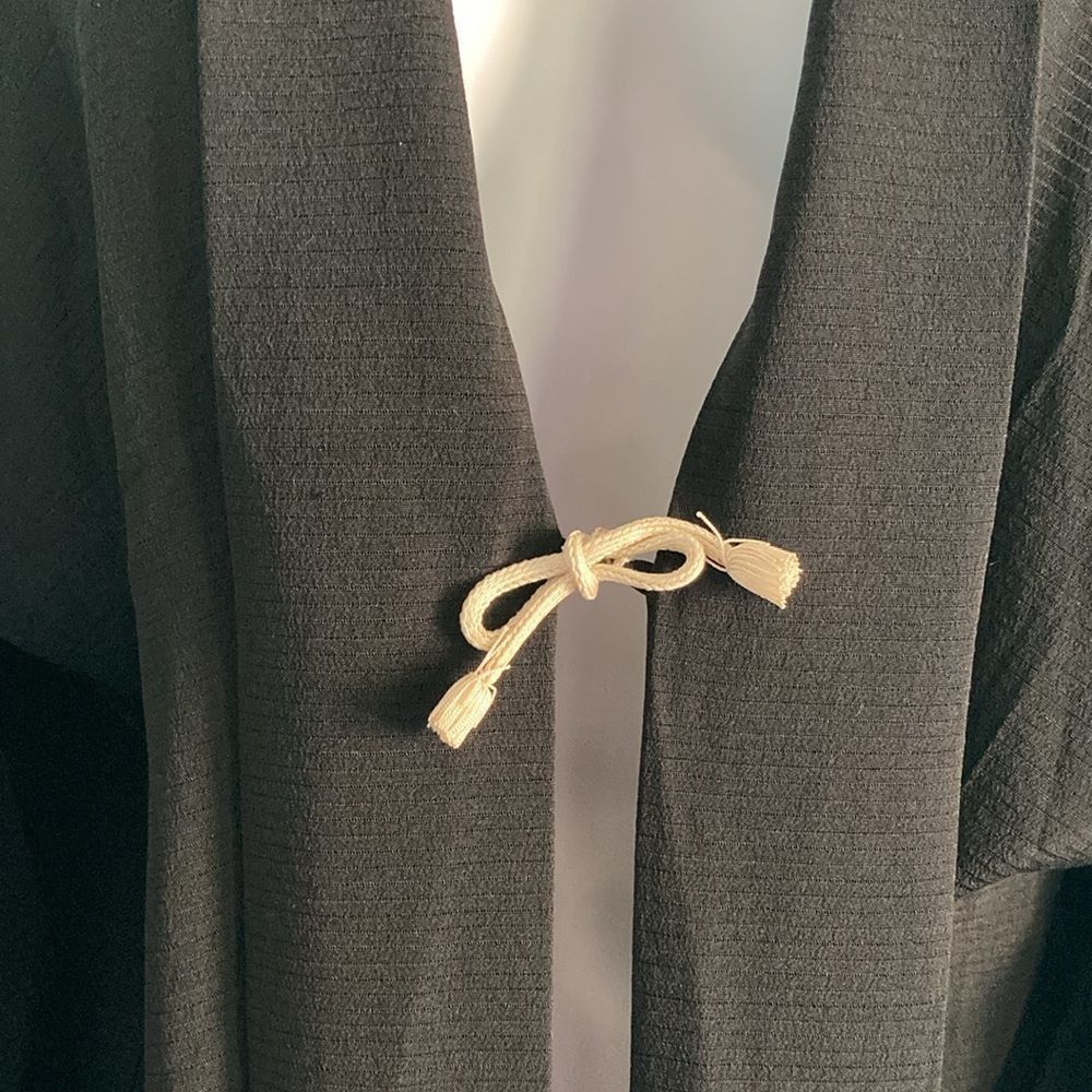 Handmade Japanese Style Black Kimono with Interior Tie One Size Sand Size ONE SIZE - 6 Thumbnail