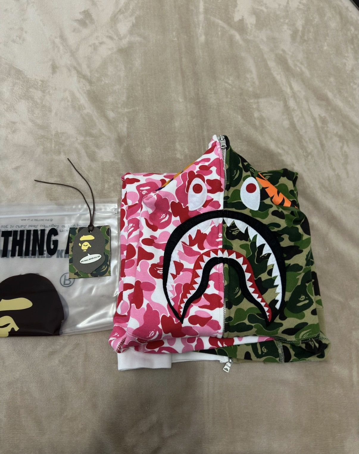 Bape BAPE Pink Green Two-Tone ABC Camo Shark Jacket K5 Size US XL / EU 56 / 4 - 8 Thumbnail
