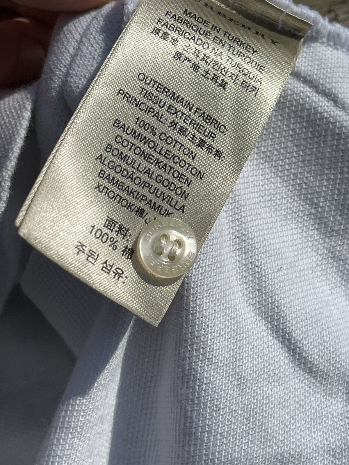 Burberry Brit white polo t-shirt logo nova check neck