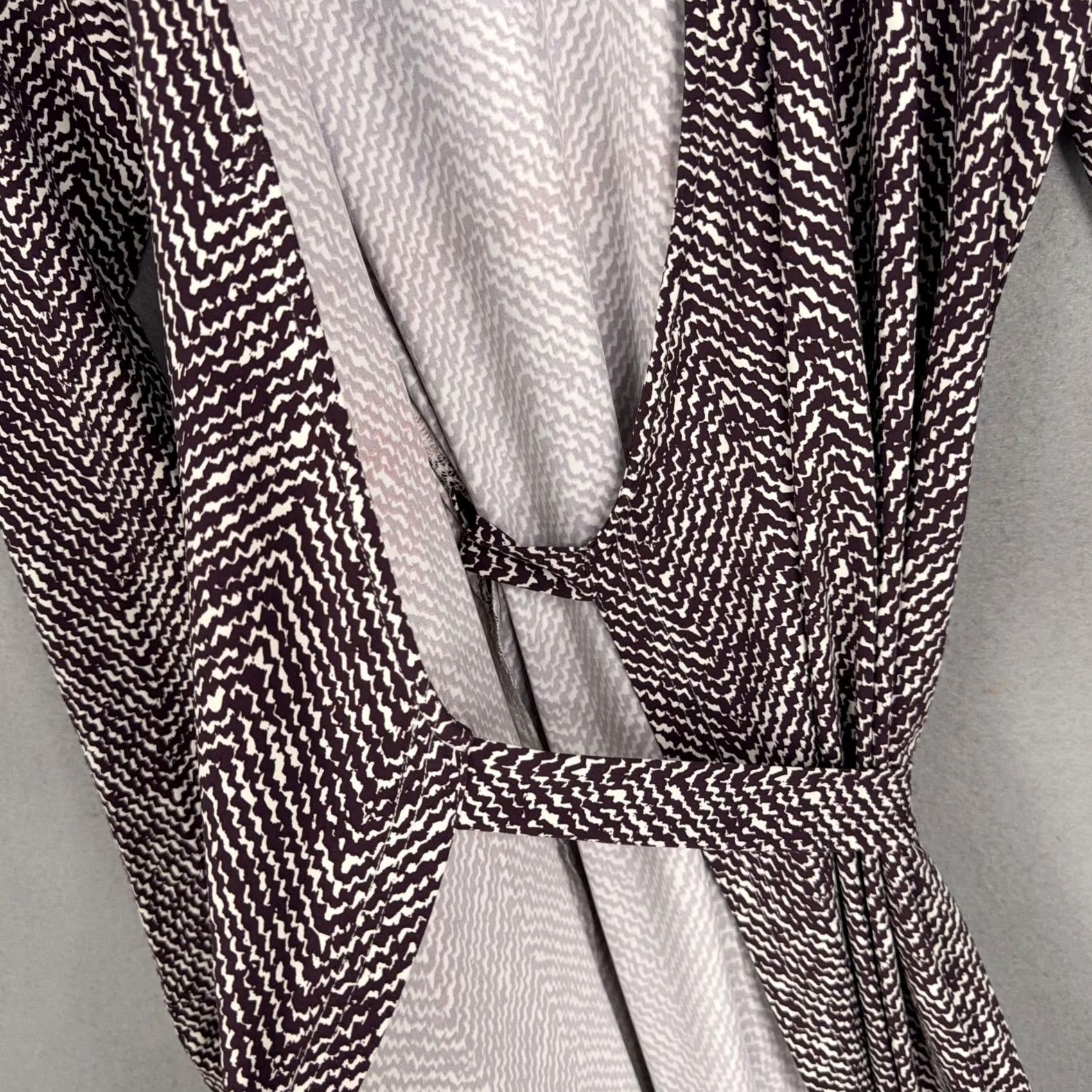 Vintage Ellie Kai Dress Womens 4 Purple White Wrap V-Neck Long Sleeve Print Geometric Dress Size S / US 4 / IT 40 - 5 Thumbnail