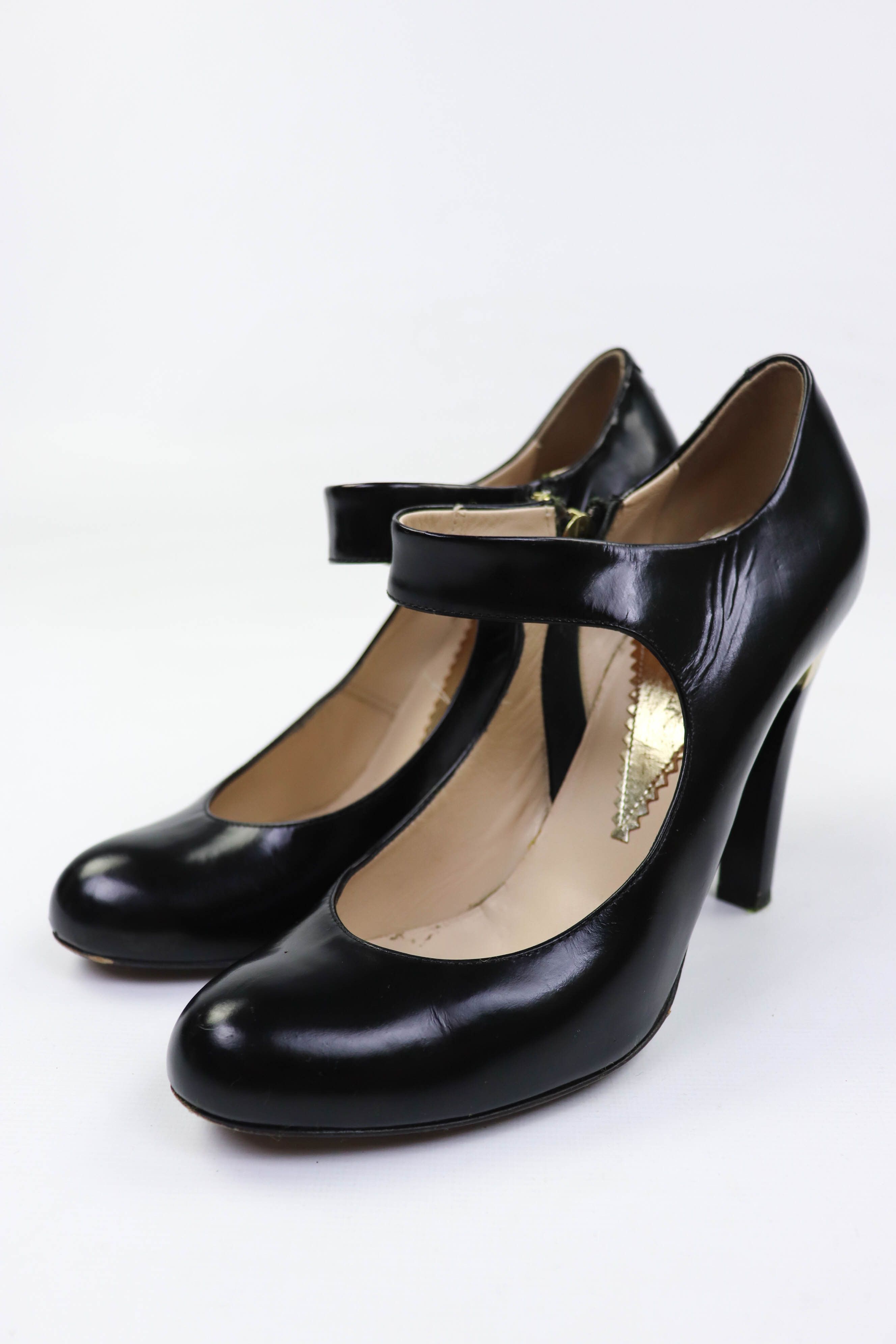 Armani Giorgio Armani Black Leather Mary Jane Pump Shoes Size US 9 / IT 39 - 5 Thumbnail
