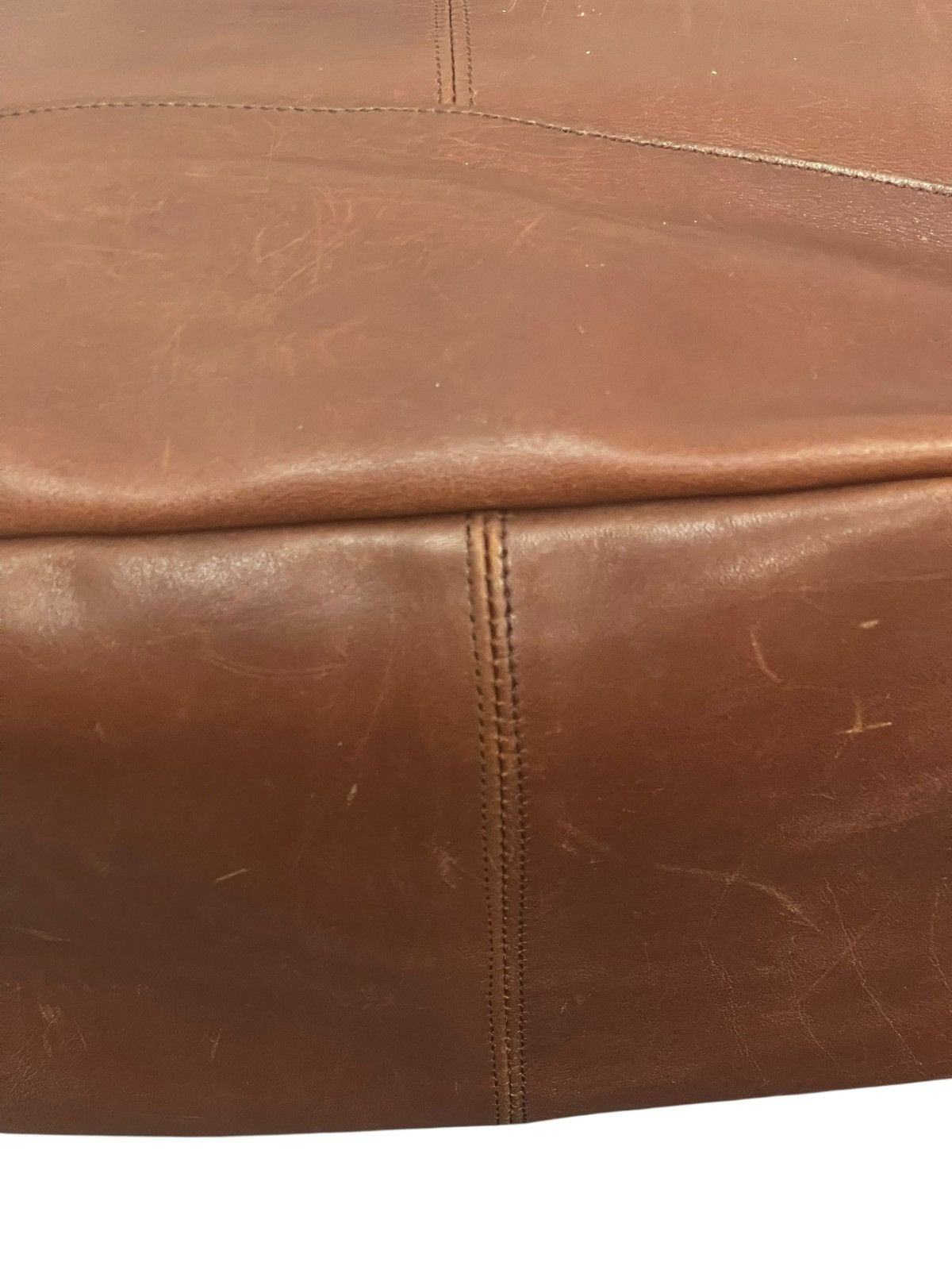 Leather Full Leather Patina Vtg Message Japan Tote Bag 2🟩1 Size ONE SIZE - 7 Thumbnail